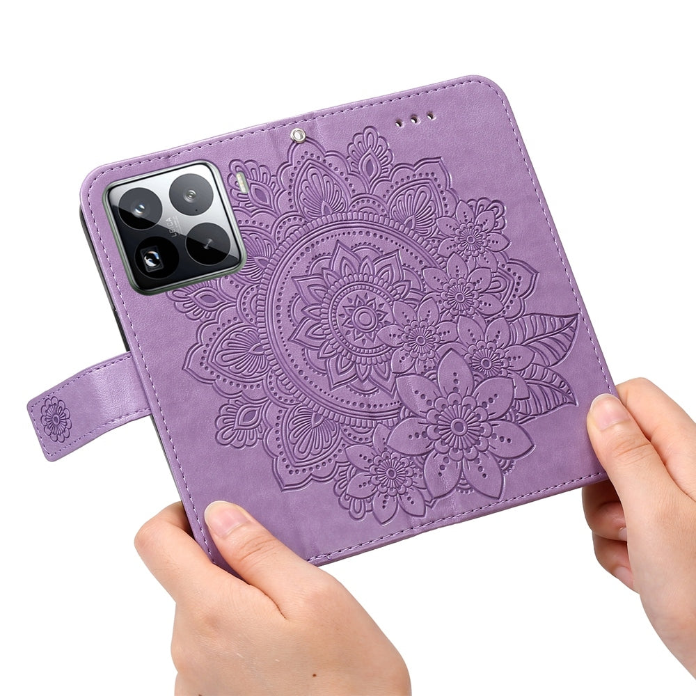 For Xiaomi 15 Pro Seven-petal Flowers Embossing Leather Phone Case(Light Purple)