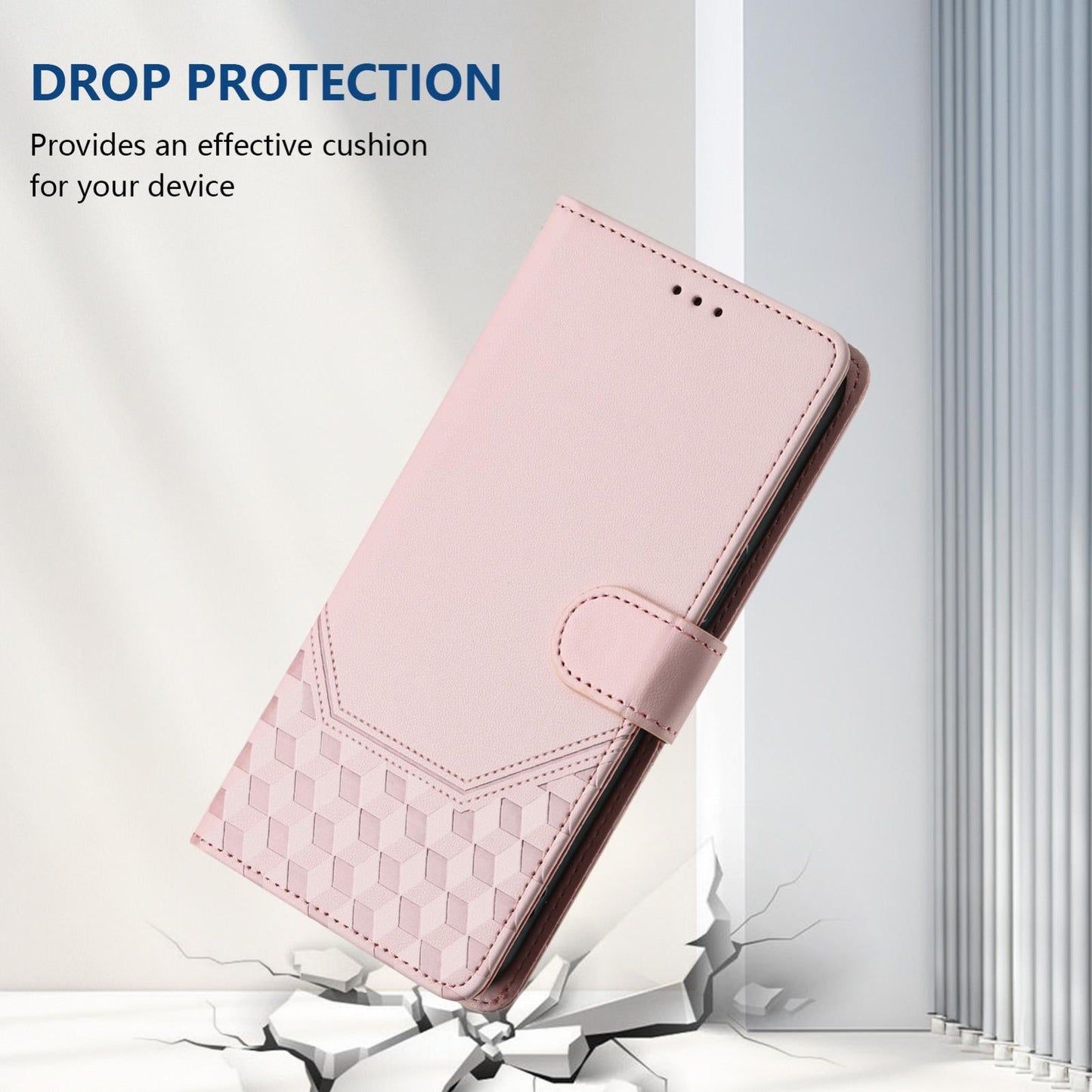 For vivo V50 5G Global Honeycomb Embossing RFID Leather Phone Case(Pink)