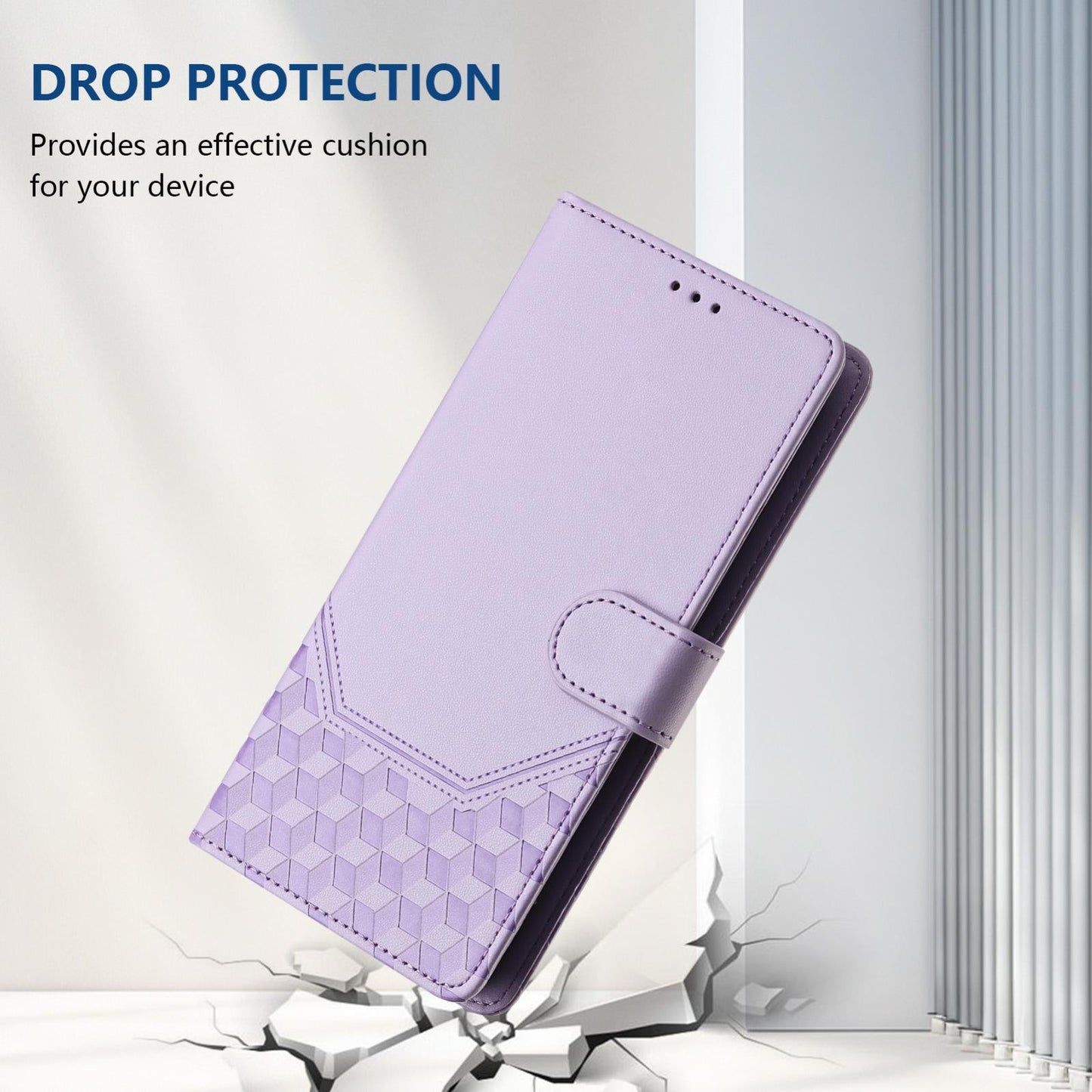 For vivo V50 5G Global Honeycomb Embossing RFID Leather Phone Case(Light Purple)