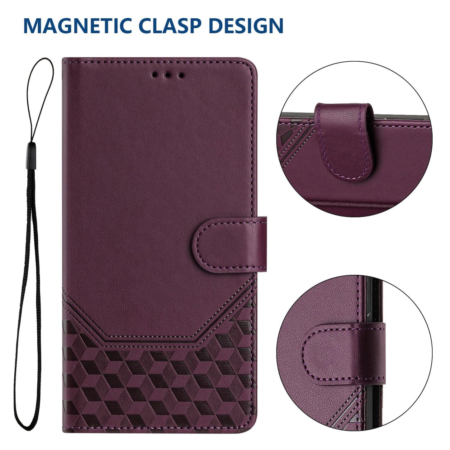 For vivo V50 5G Global Honeycomb Embossing RFID Leather Phone Case(Violet)