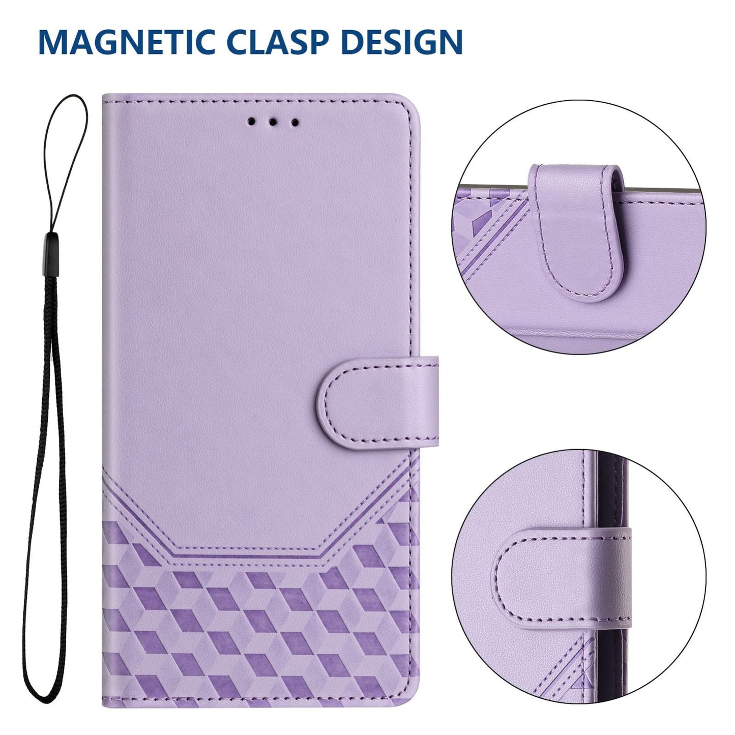 For vivo V50 Lite 5G Honeycomb Embossing RFID Leather Phone Case(Light Purple)