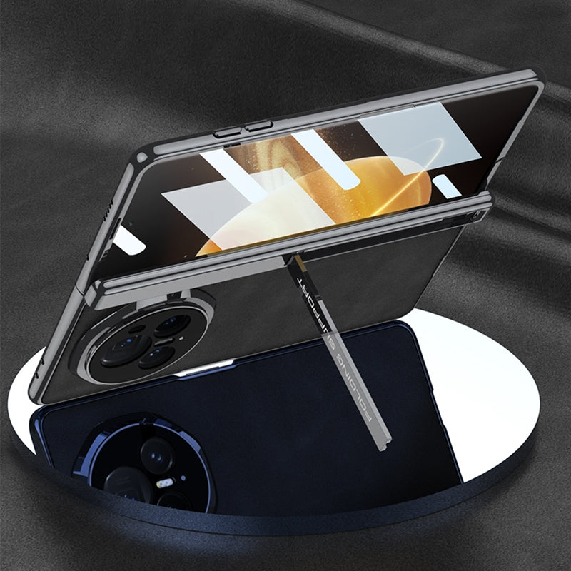 For Honor Magic V3 GKK Integrated Magnetic Fold Hinge Leather Shockproof Phone Case(Matte Green)