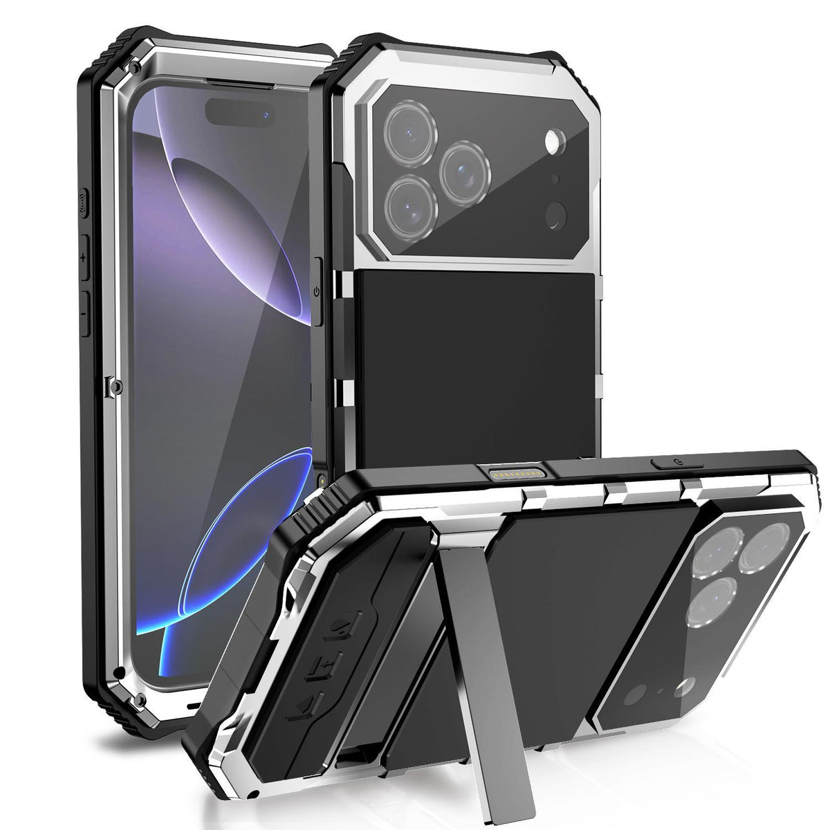 Compatible with iPhone 18 Pro R-JUST Life Waterproof Dustproof Shockproof Holder Phone Case - Silver