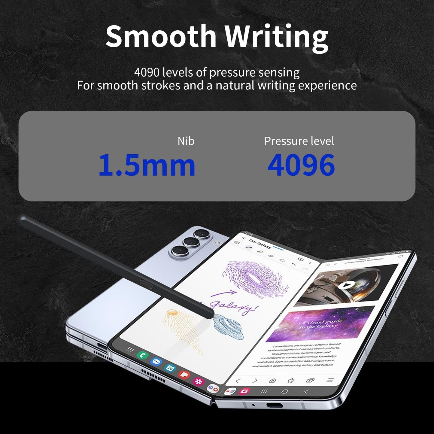 For Samsung Galaxy Z Fold6 / 5 / 4 / 3 Electromagnetic Stylus Pen with Pen Slot(Black)