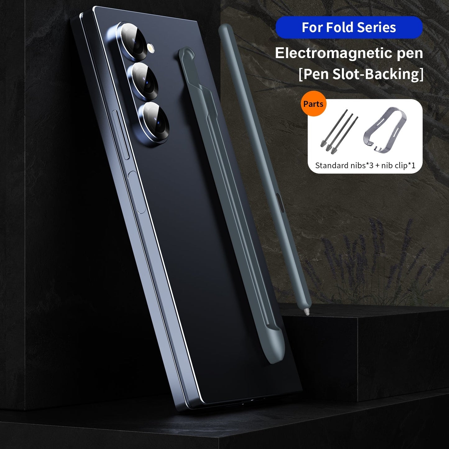 For Samsung Galaxy Z Fold6 / 5 / 4 / 3 Electromagnetic Stylus Pen with Pen Slot(Dark Grey)