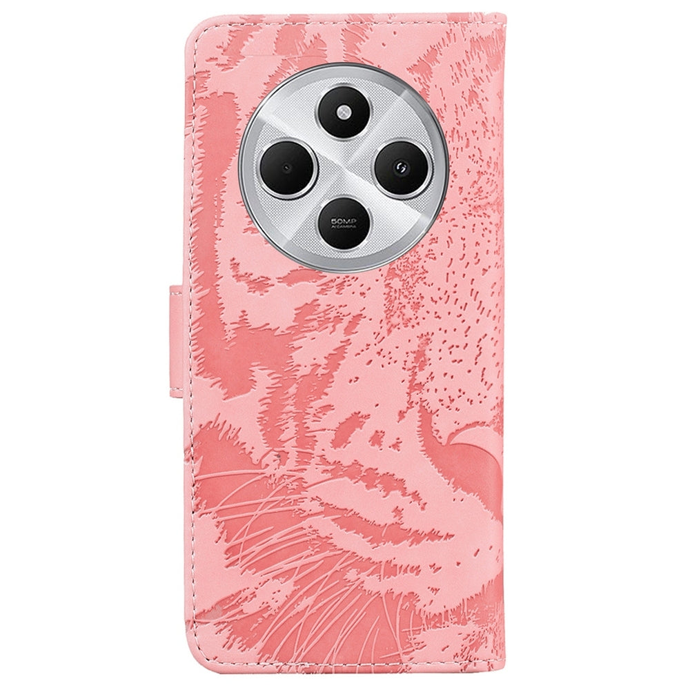 For Redmi 14C 4G Tiger Embossing Pattern Leather Phone Case(Pink)