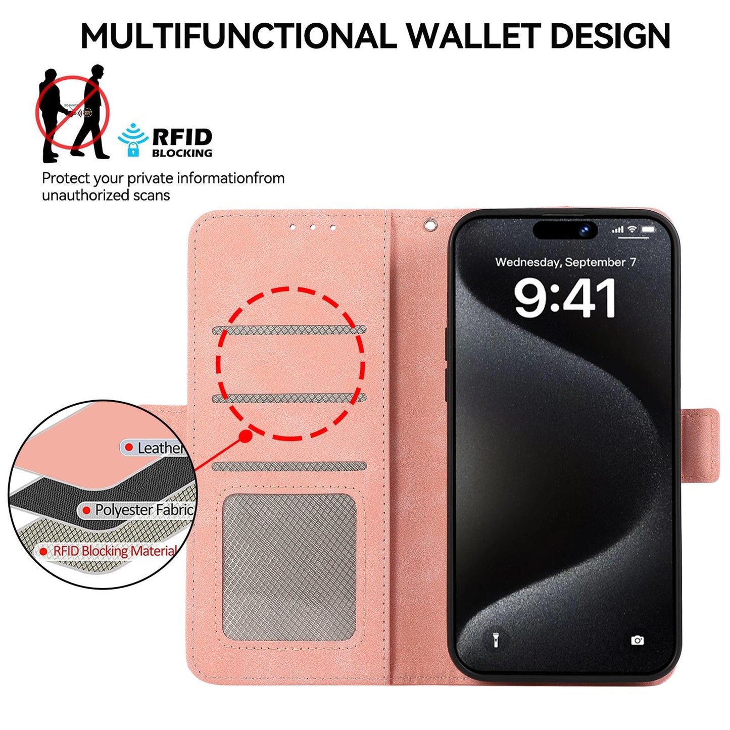 For Samsung Galaxy S25 Edge 5G ABEEL Frosted Magnetic RFID Leather Phone Case(Pink)