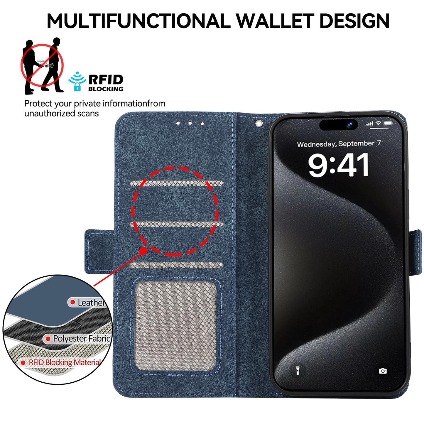 For Samsung Galaxy S25 Edge 5G ABEEL Frosted Magnetic RFID Leather Phone Case(Blue)