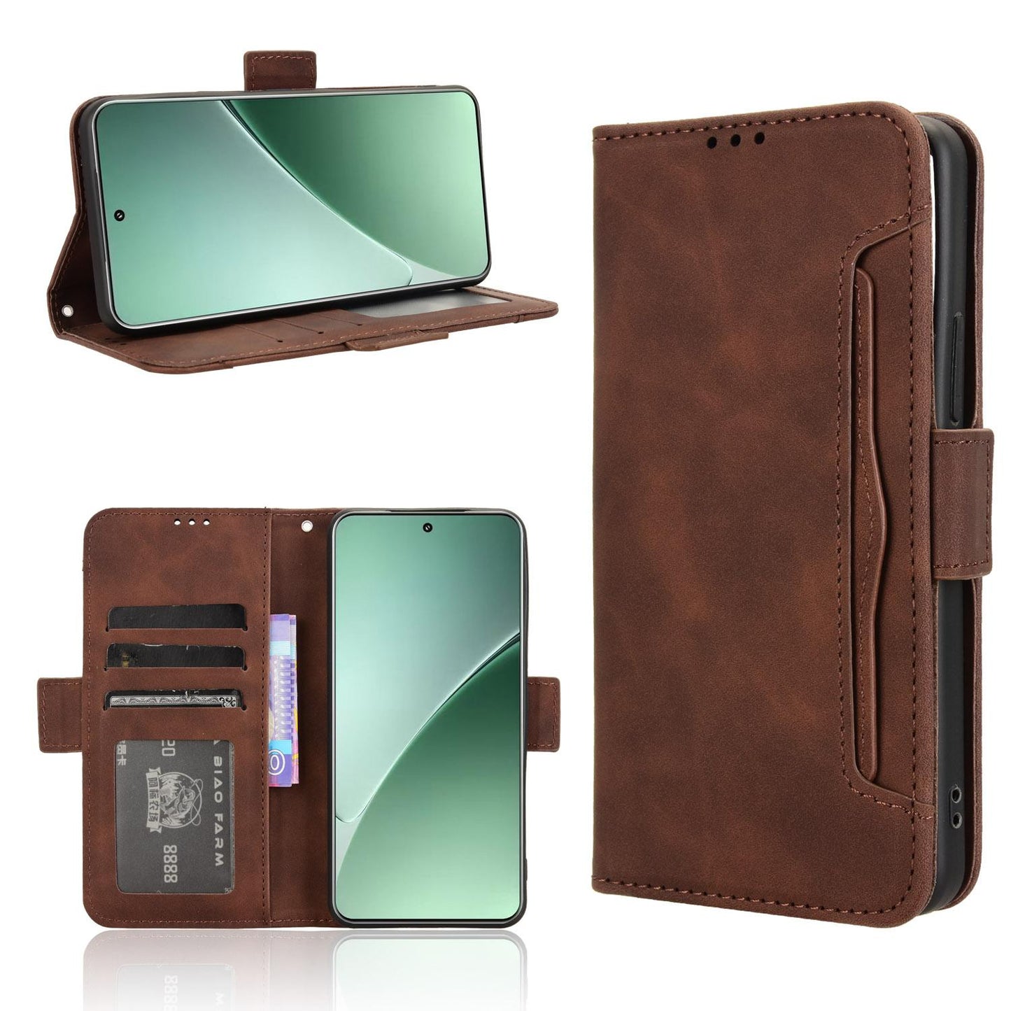 For Xiaomi 15 Skin Feel Calf Texture Card Slots Leather Phone Case(Brown)