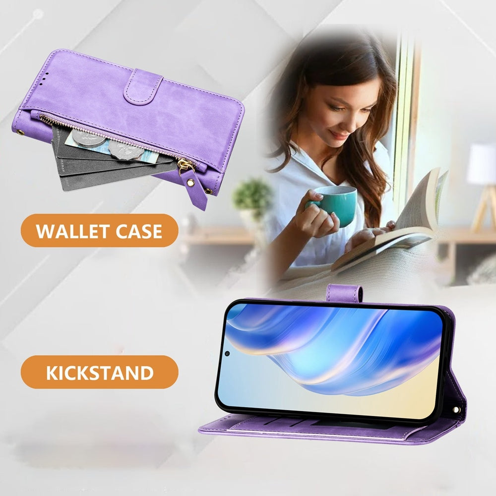 For iPhone 16e Multi-Card Slots Zipper Wallet Leather Phone Case(Purple)