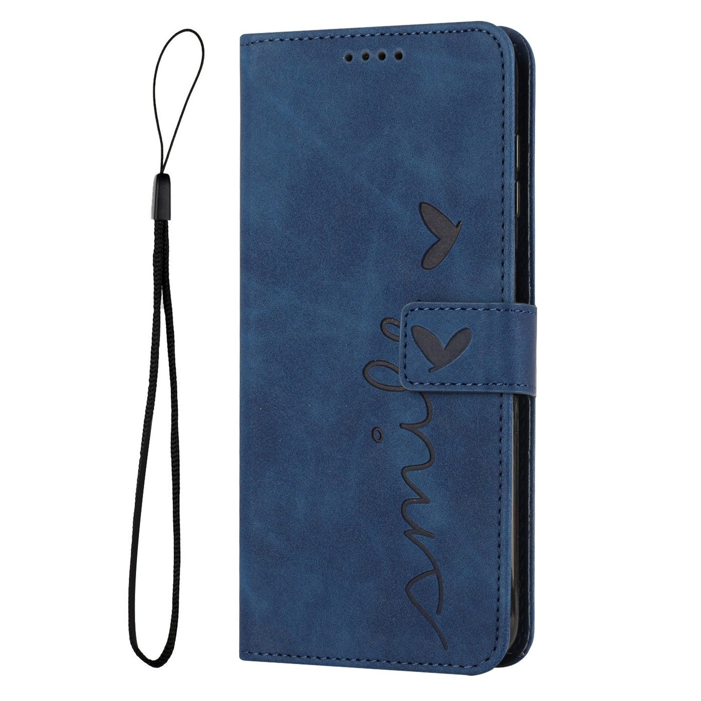 For Redmi 14C 4G Skin Feel Heart Embossed Leather Phone Case(Blue)