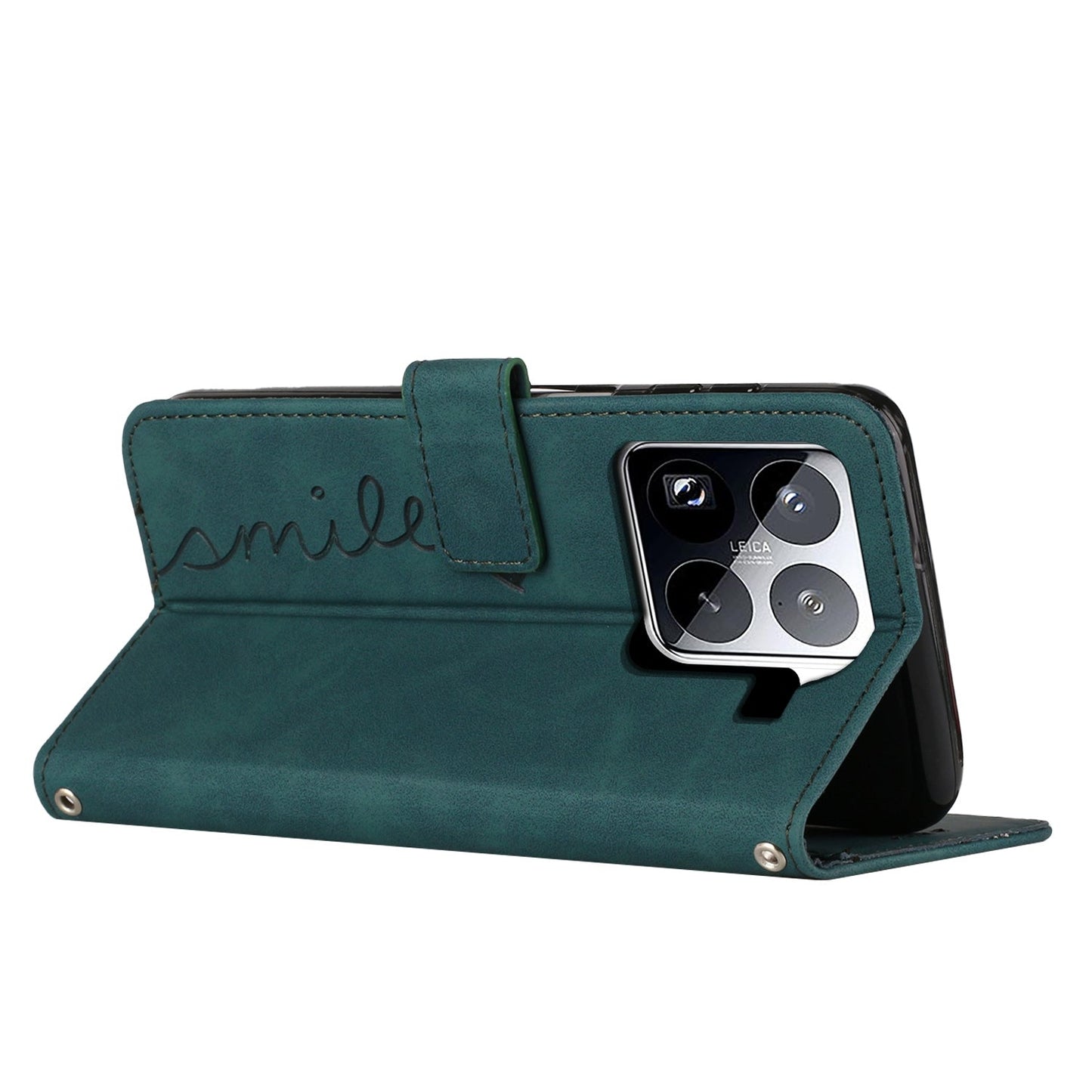 For Xiaomi 15 Pro Skin Feel Heart Embossed Leather Phone Case(Green)