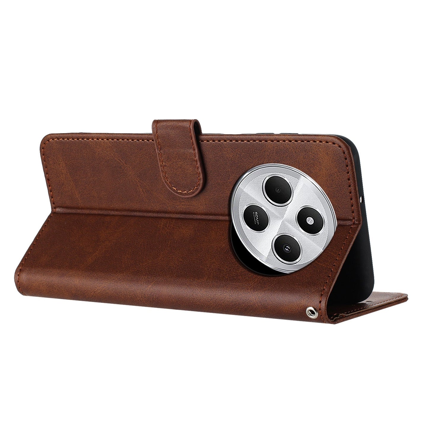 For Redmi 14C 4G Solid Calf Texture Flip Leather Phone Case(Brown)