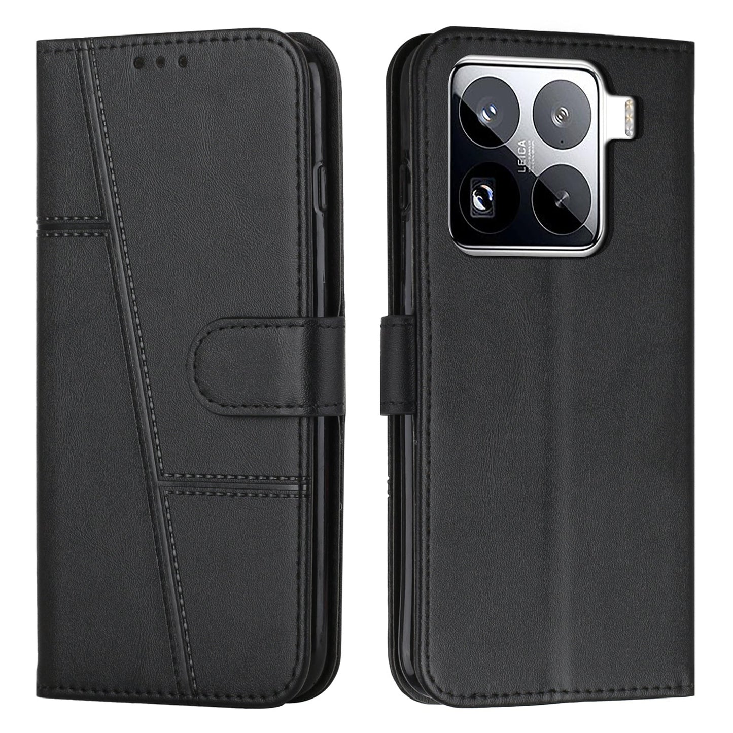 For Xiaomi 15 Pro Stitching Calf Texture Buckle Leather Phone Case(Black)