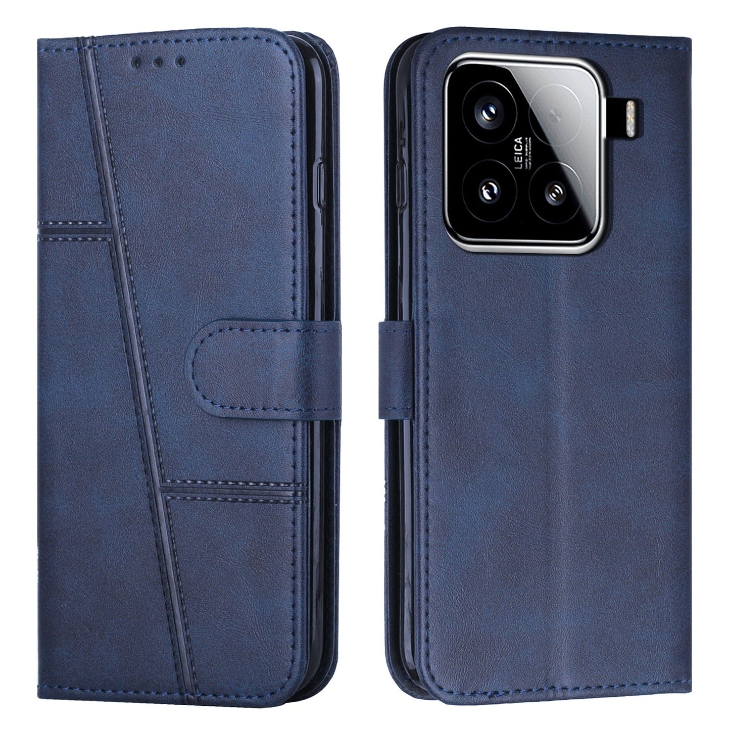 For Xiaomi 15 Stitching Calf Texture Buckle Leather Phone Case(Blue)