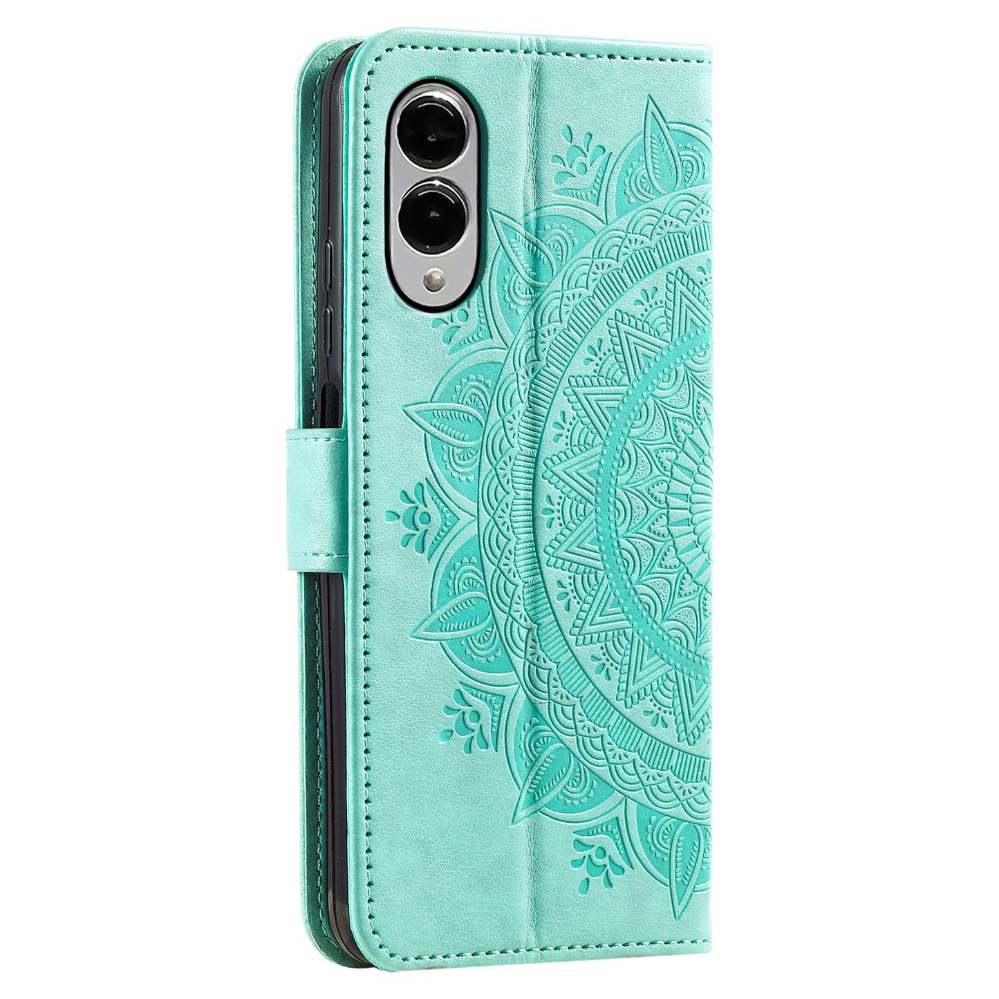 For Samsung Galaxy S25 Edge 5G Totem Flower Embossed Leather Phone Case(Green)