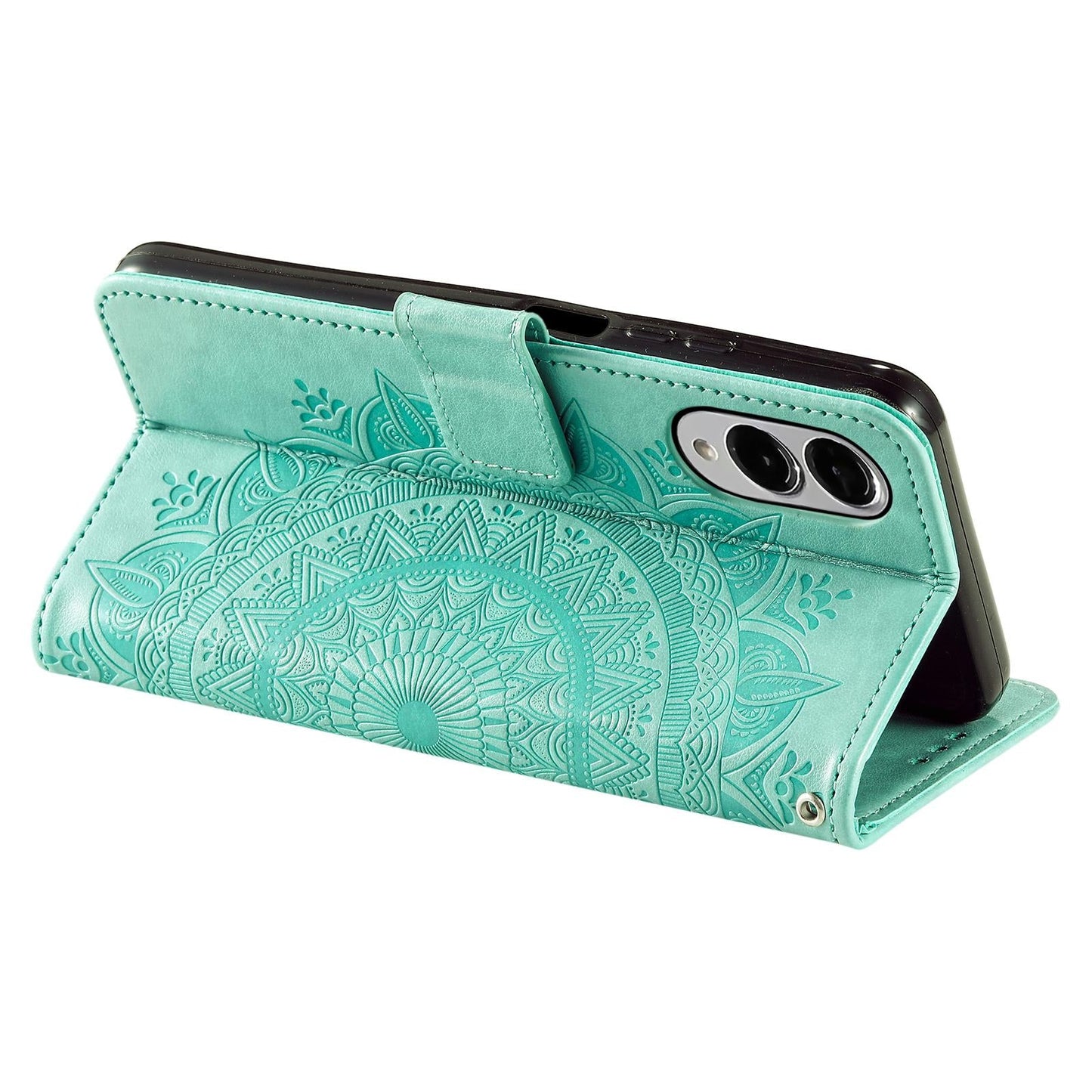 For Samsung Galaxy S25 Edge 5G Totem Flower Embossed Leather Phone Case(Green)