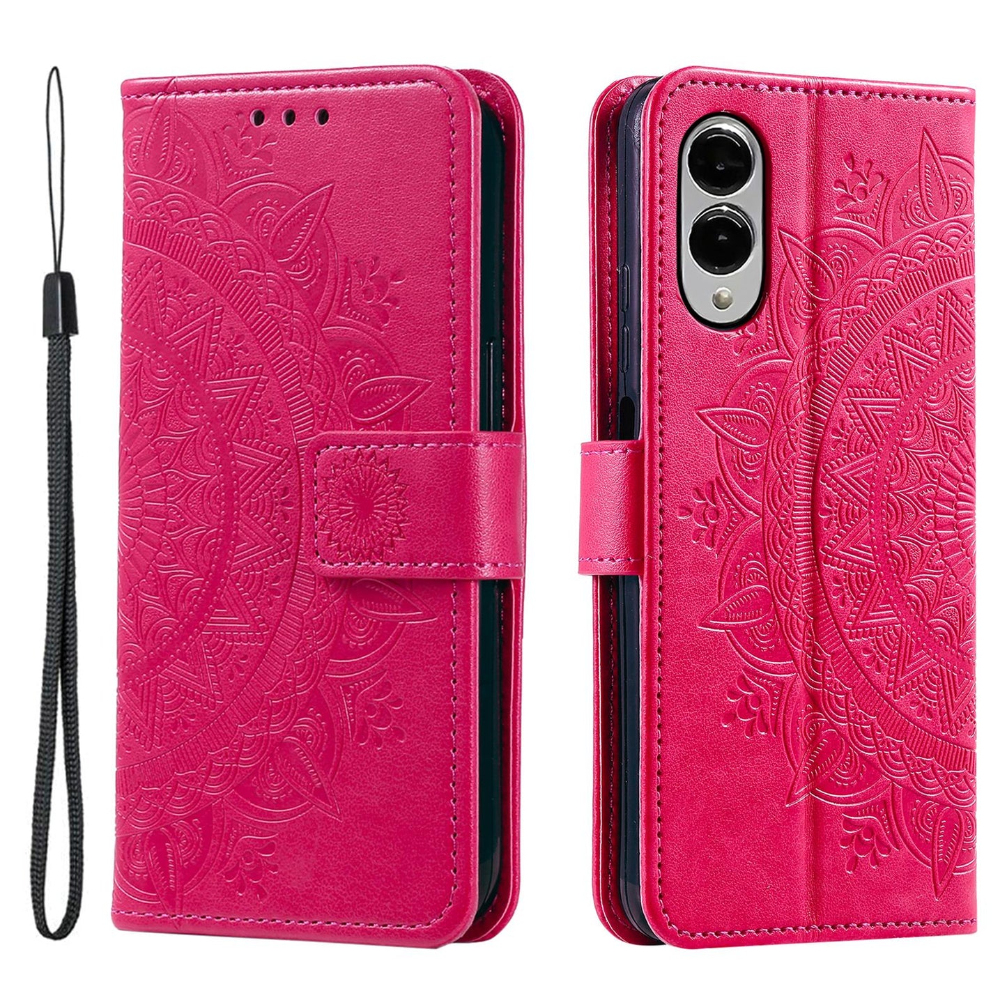 For Samsung Galaxy S25 Edge 5G Totem Flower Embossed Leather Phone Case(Red)