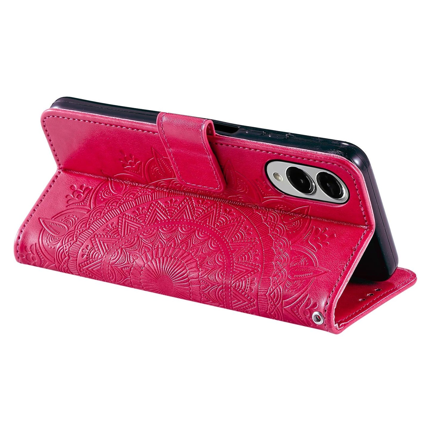For Samsung Galaxy S25 Edge 5G Totem Flower Embossed Leather Phone Case(Red)