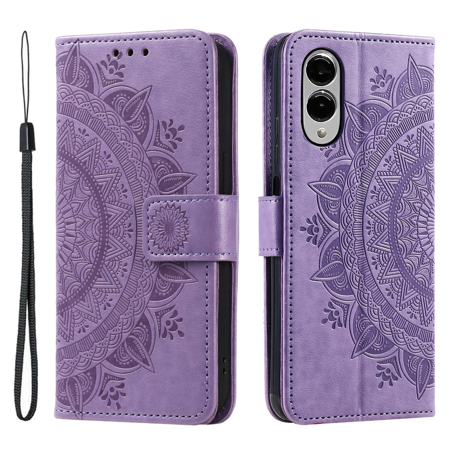 For Samsung Galaxy S25 Edge 5G Totem Flower Embossed Leather Phone Case(Purple)