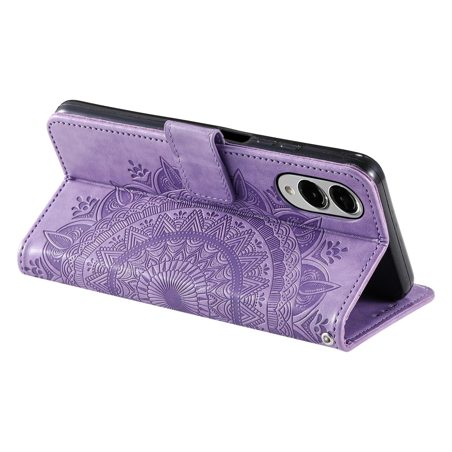 For Samsung Galaxy S25 Edge 5G Totem Flower Embossed Leather Phone Case(Purple)