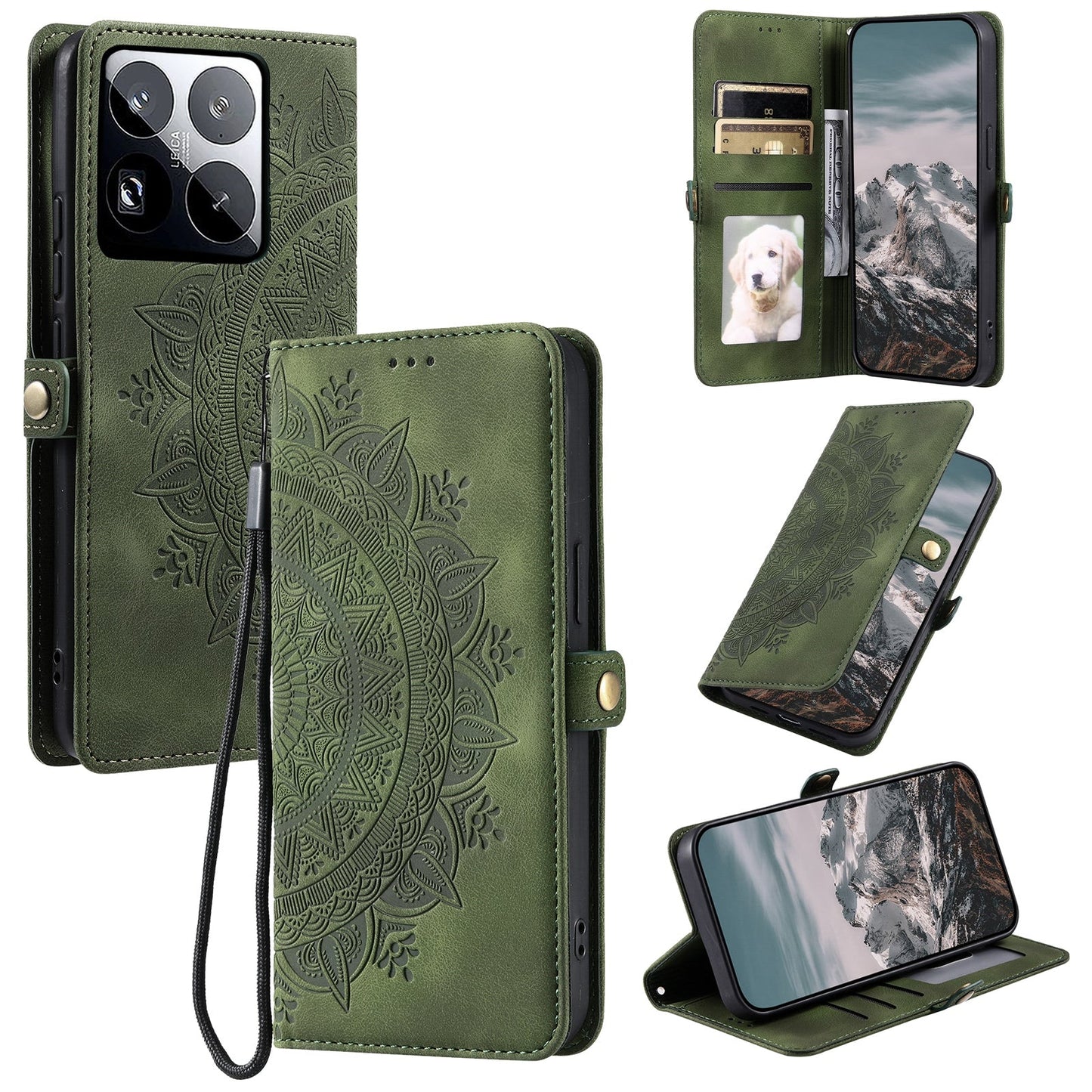 For Xiaomi 15 Pro Skin Feel Totem Embossed Leather Phone Case(Deep Green)