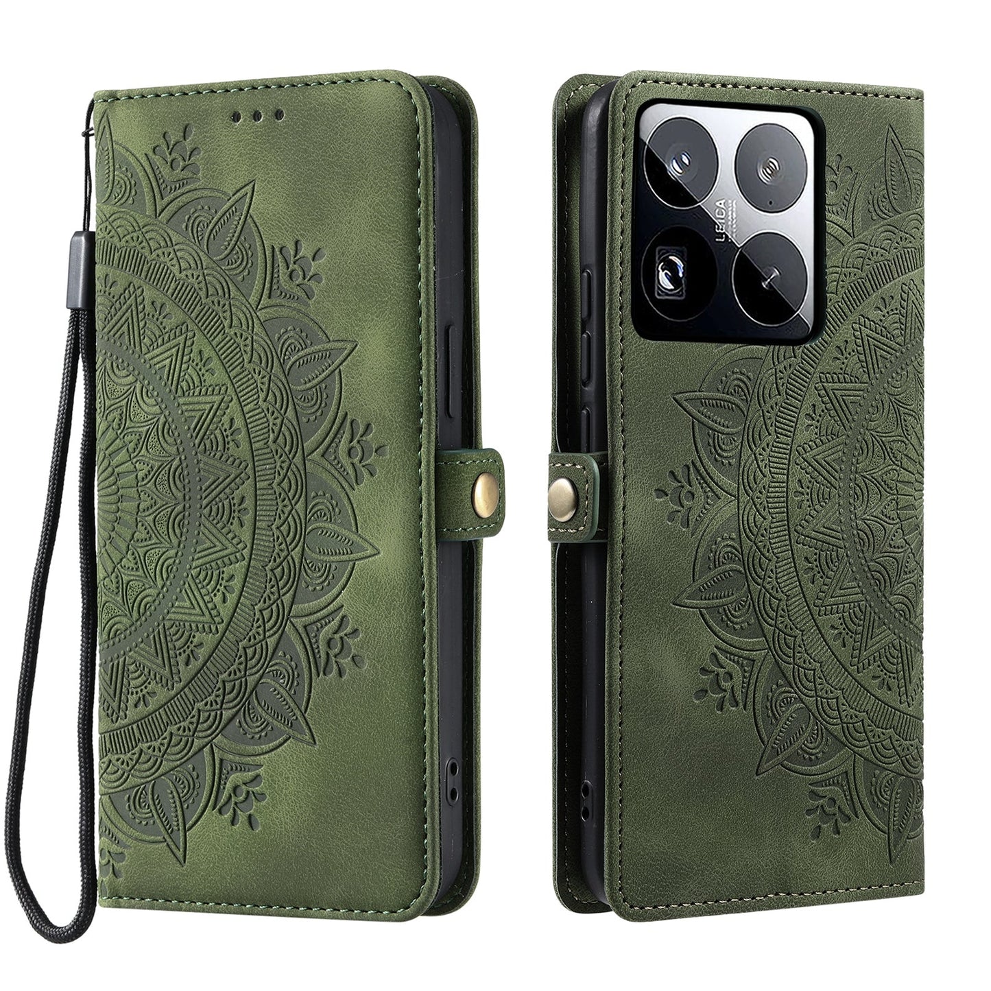 For Xiaomi 15 Pro Skin Feel Totem Embossed Leather Phone Case(Deep Green)