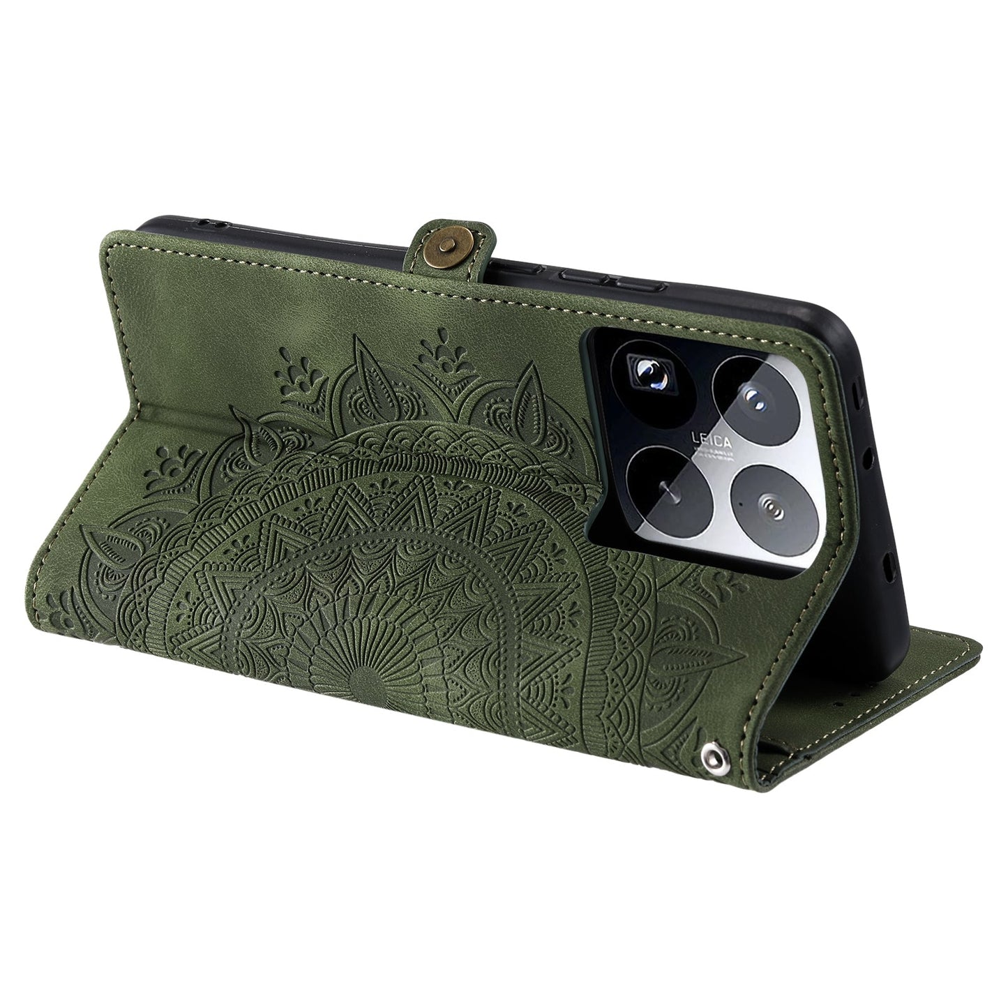 For Xiaomi 15 Pro Skin Feel Totem Embossed Leather Phone Case(Deep Green)