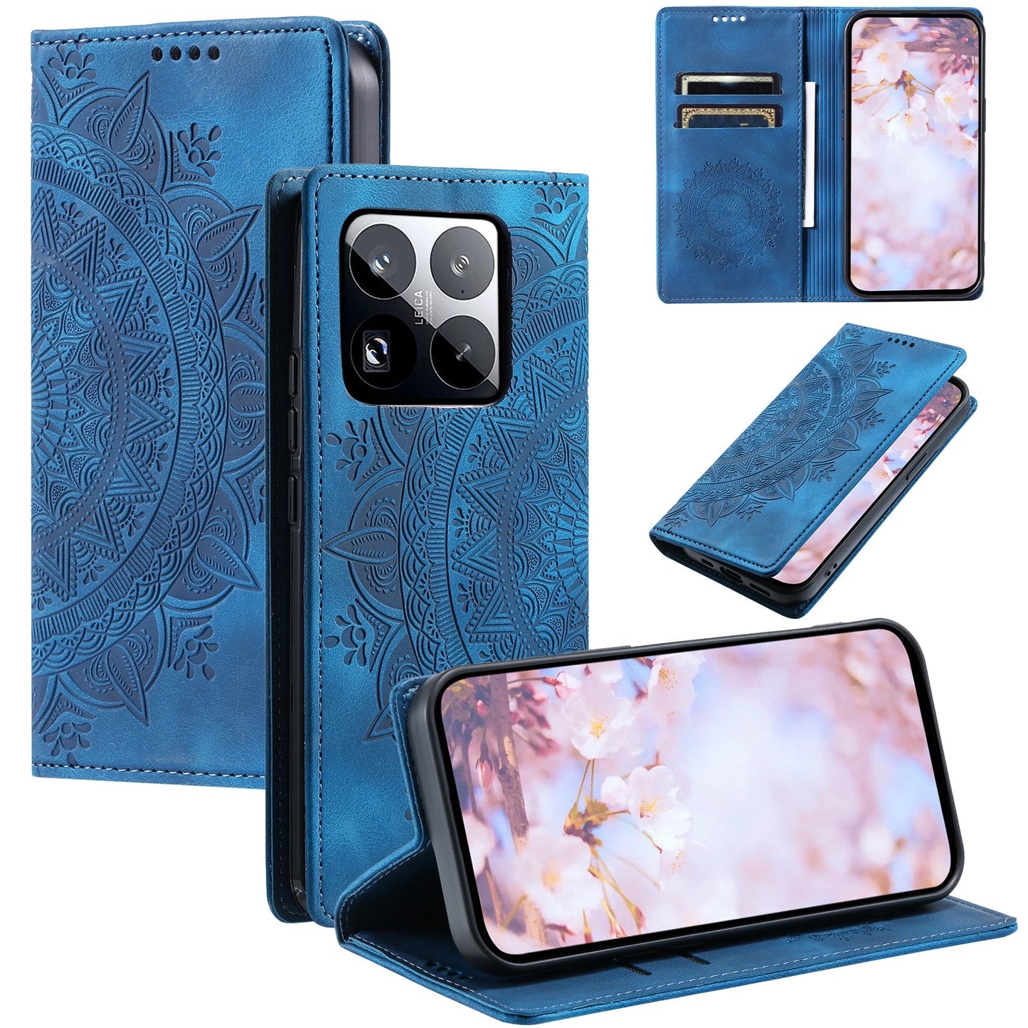 For Xiaomi 15 Pro Totem Embossed Magnetic Leather Phone Case(Blue)