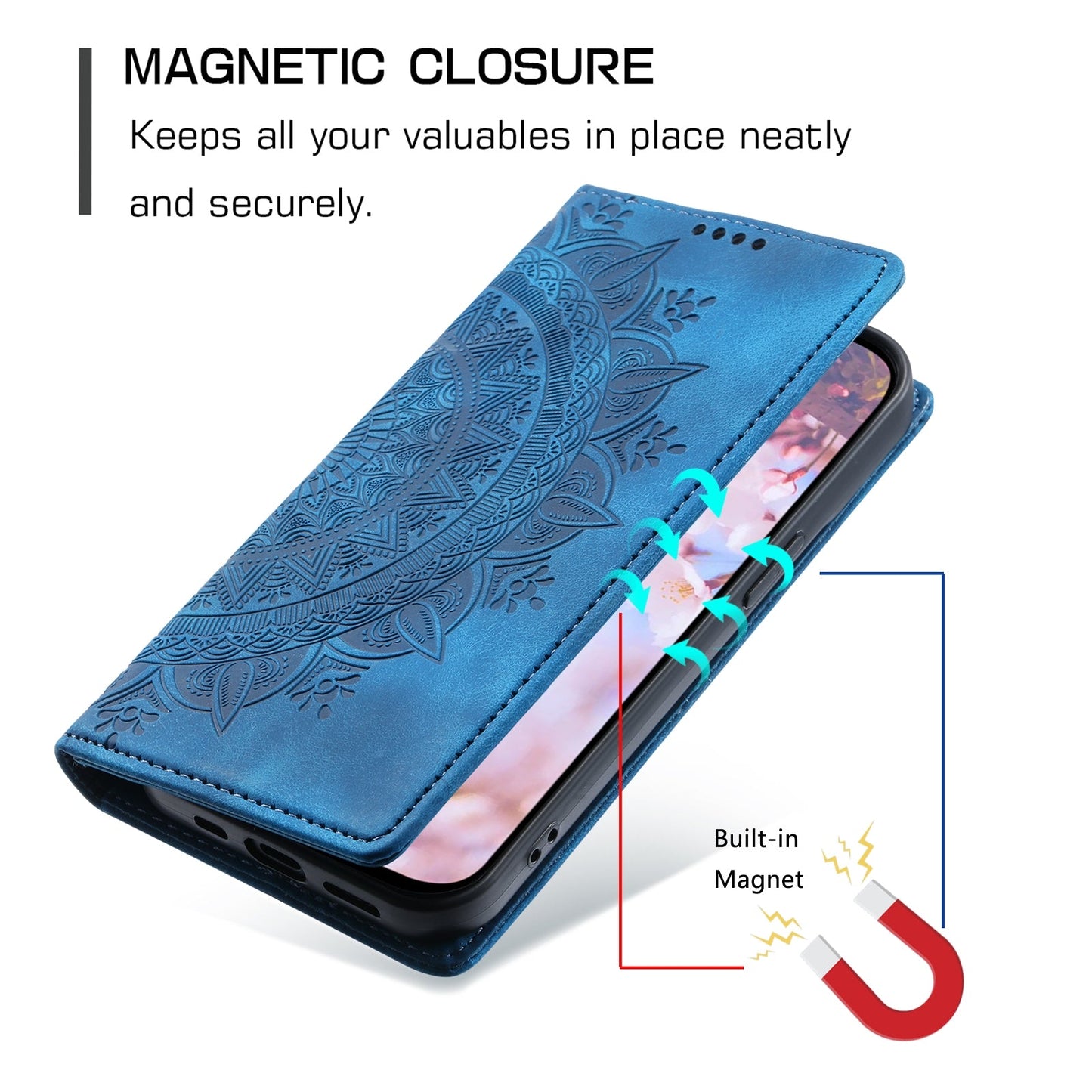 For Xiaomi 15 Pro Totem Embossed Magnetic Leather Phone Case(Blue)