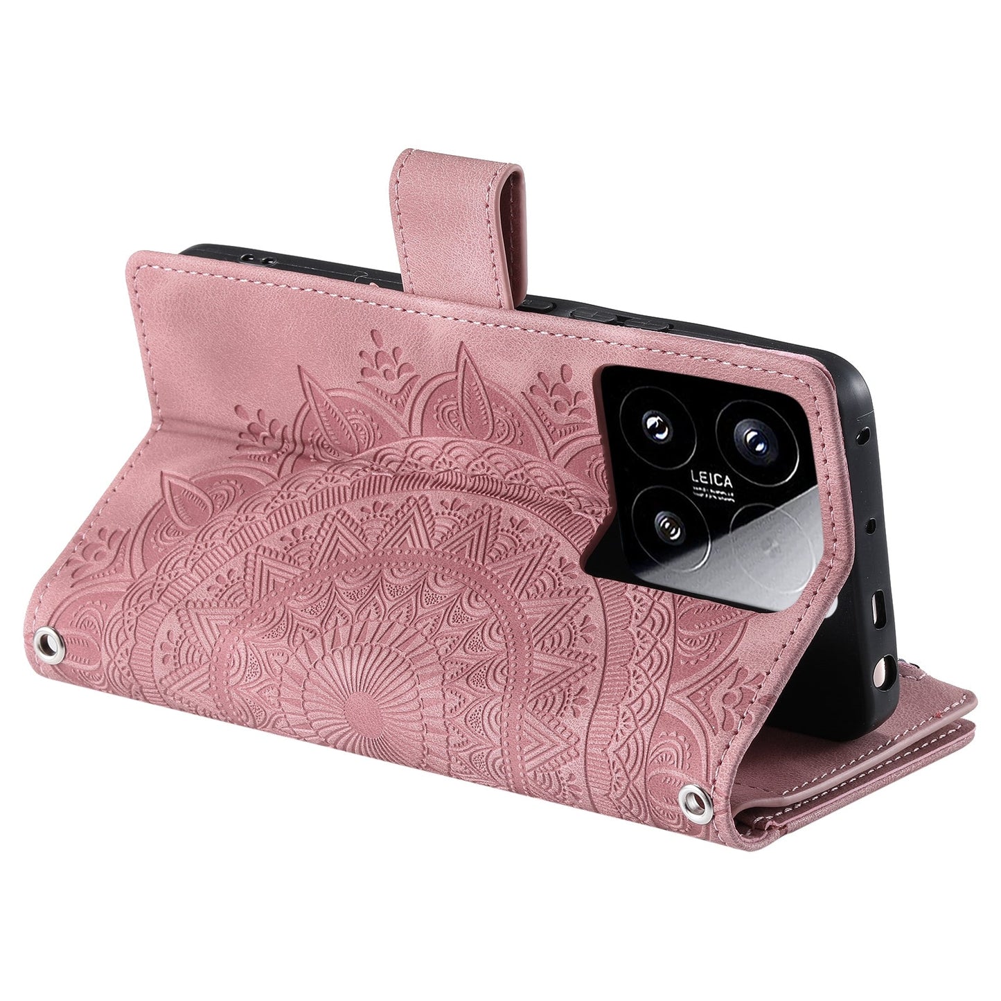 For Xiaomi 15 Multi-Card Totem Zipper Leather Phone Case(Pink)