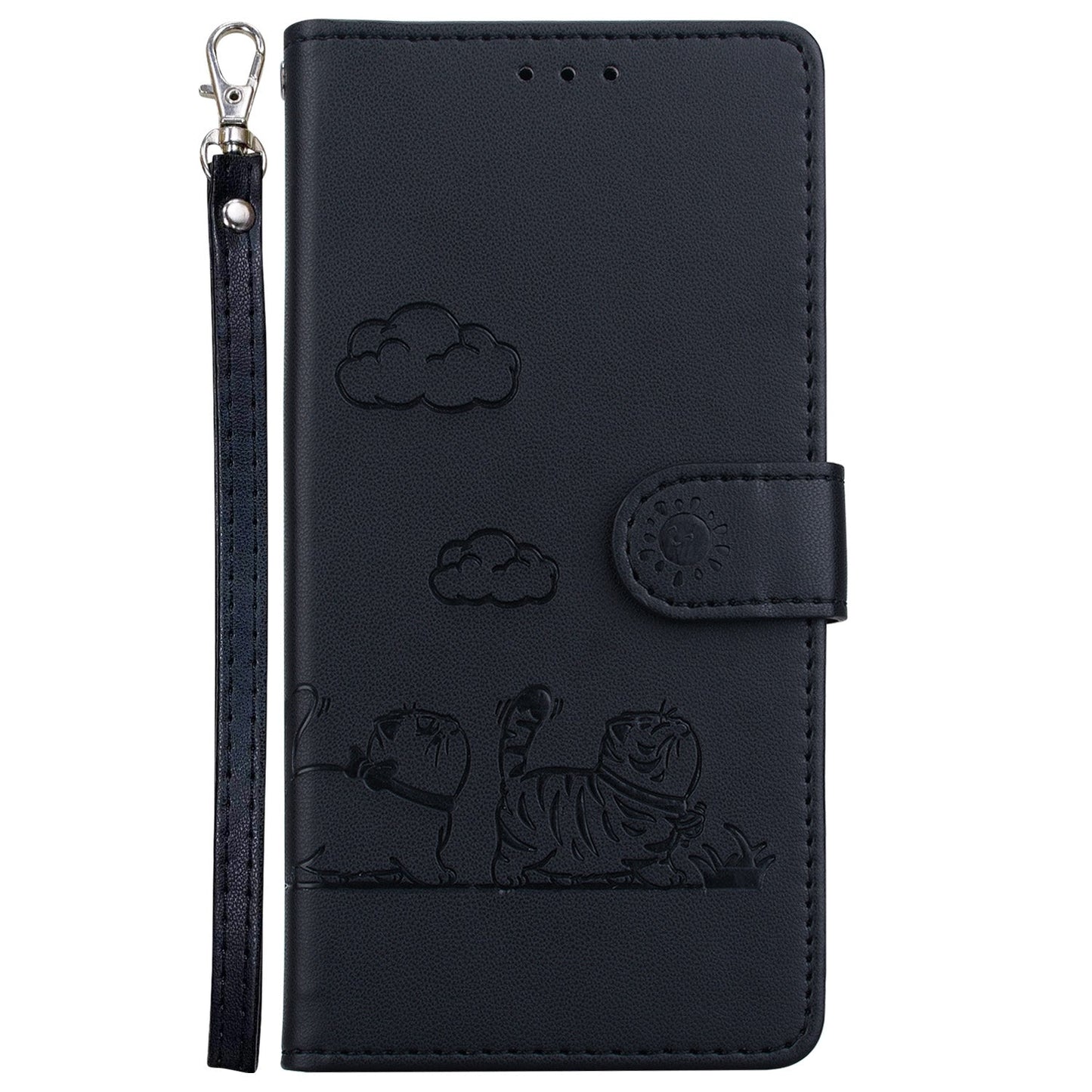 For iPhone 16e Cute Cats RFID Leather Phone Case(Black)