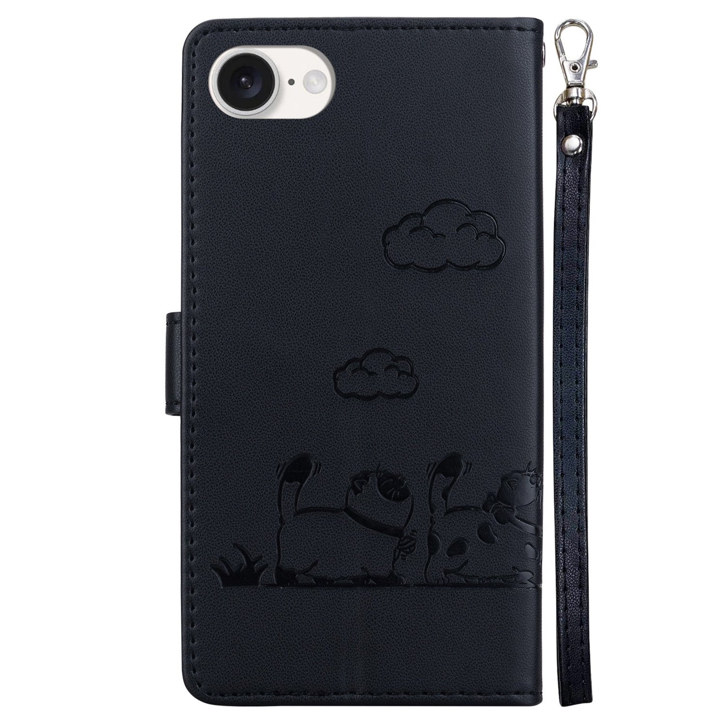 For iPhone 16e Cute Cats RFID Leather Phone Case(Black)