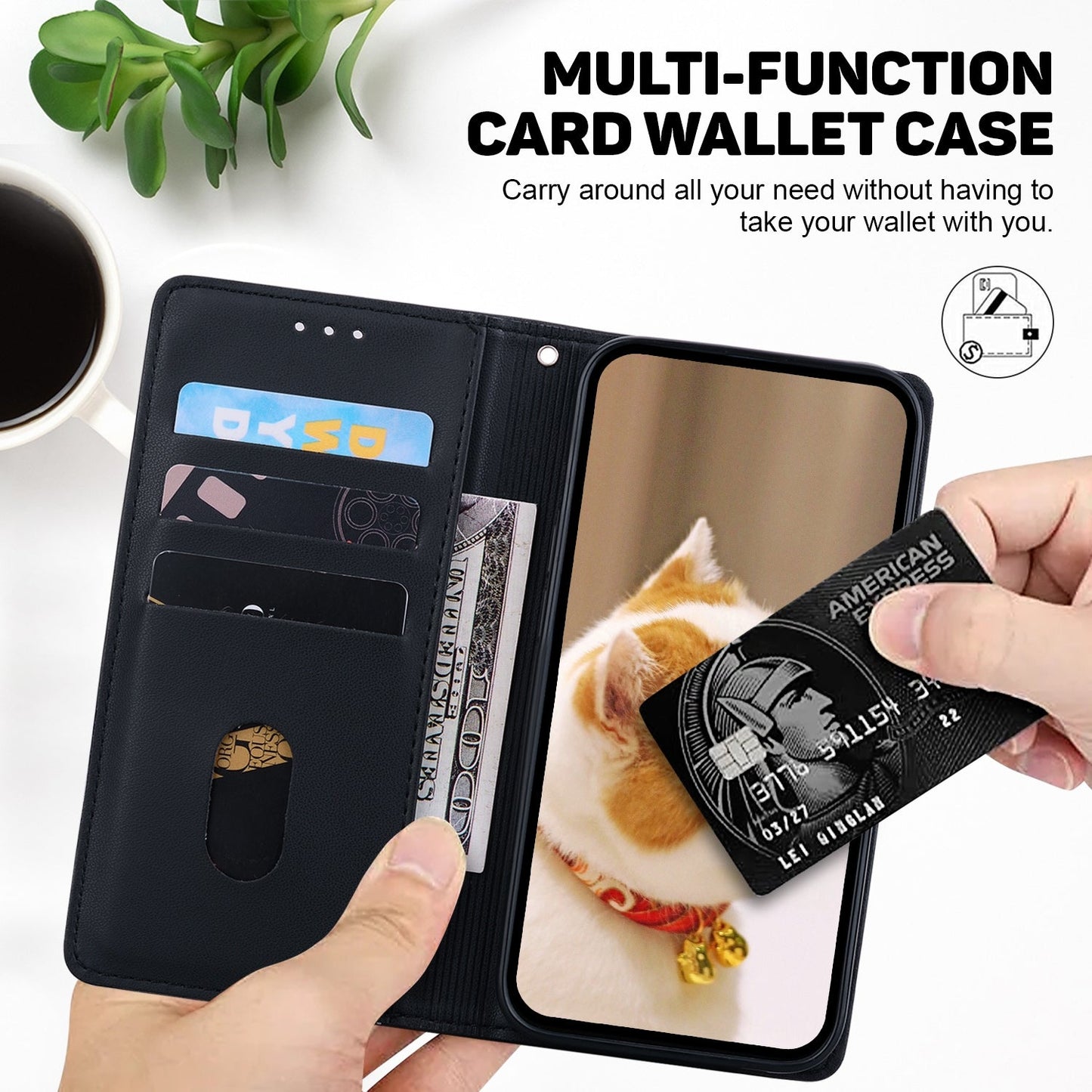 For iPhone 16e Cute Cats RFID Leather Phone Case(Black)