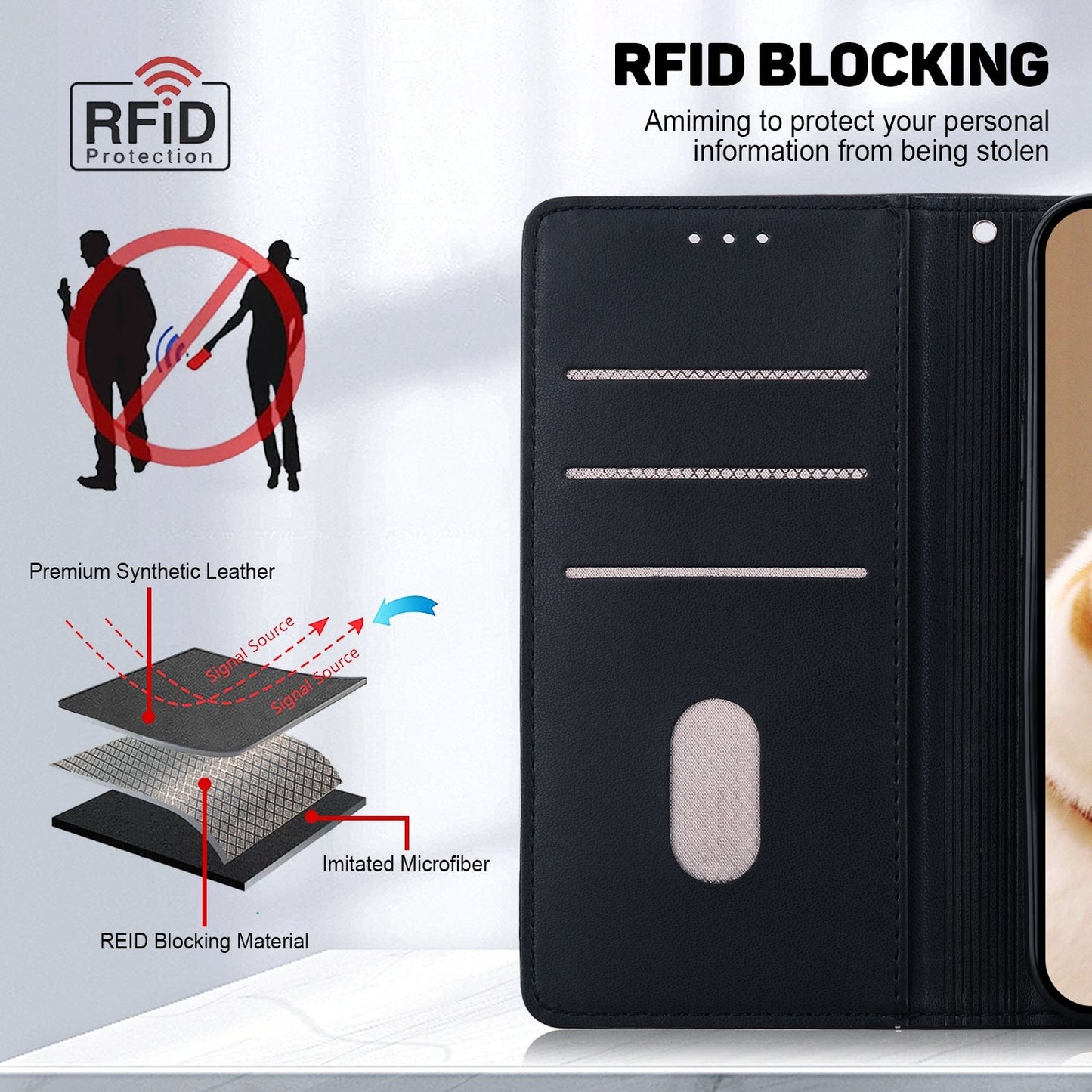 For iPhone 16e Cute Cats RFID Leather Phone Case(Black)