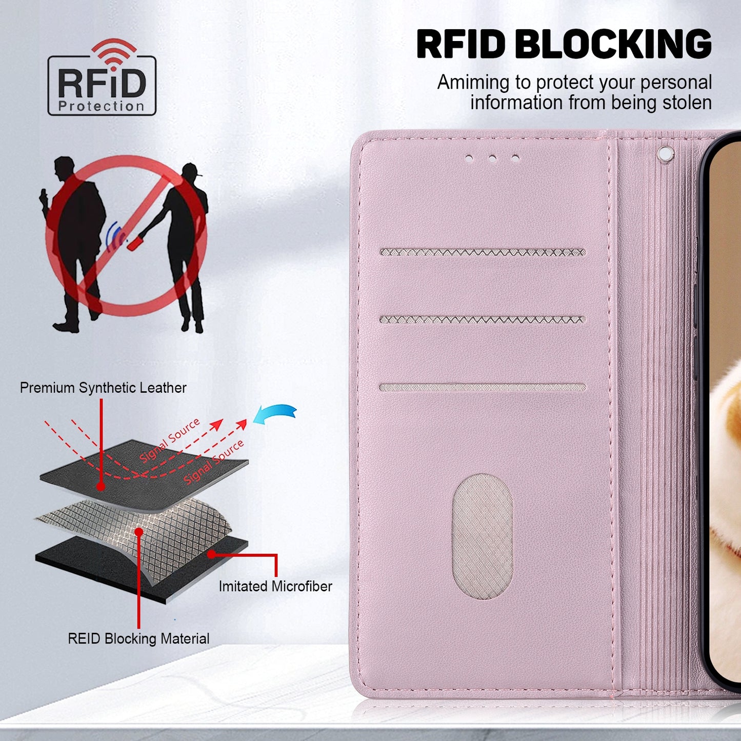 For OPPO K12 Cute Cats RFID Leather Phone Case(Rose Gold)