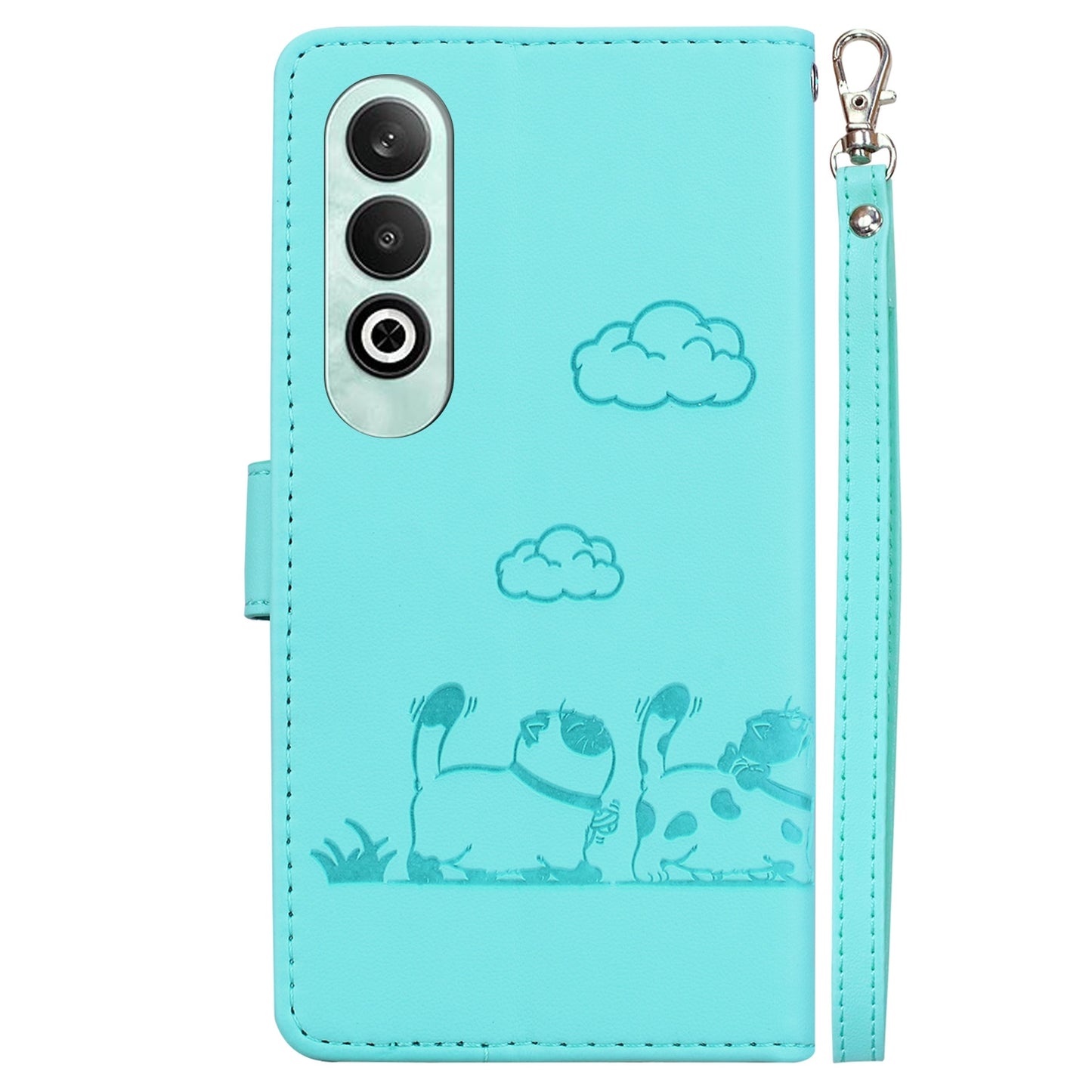 For OPPO K12 Cute Cats RFID Leather Phone Case(Green)