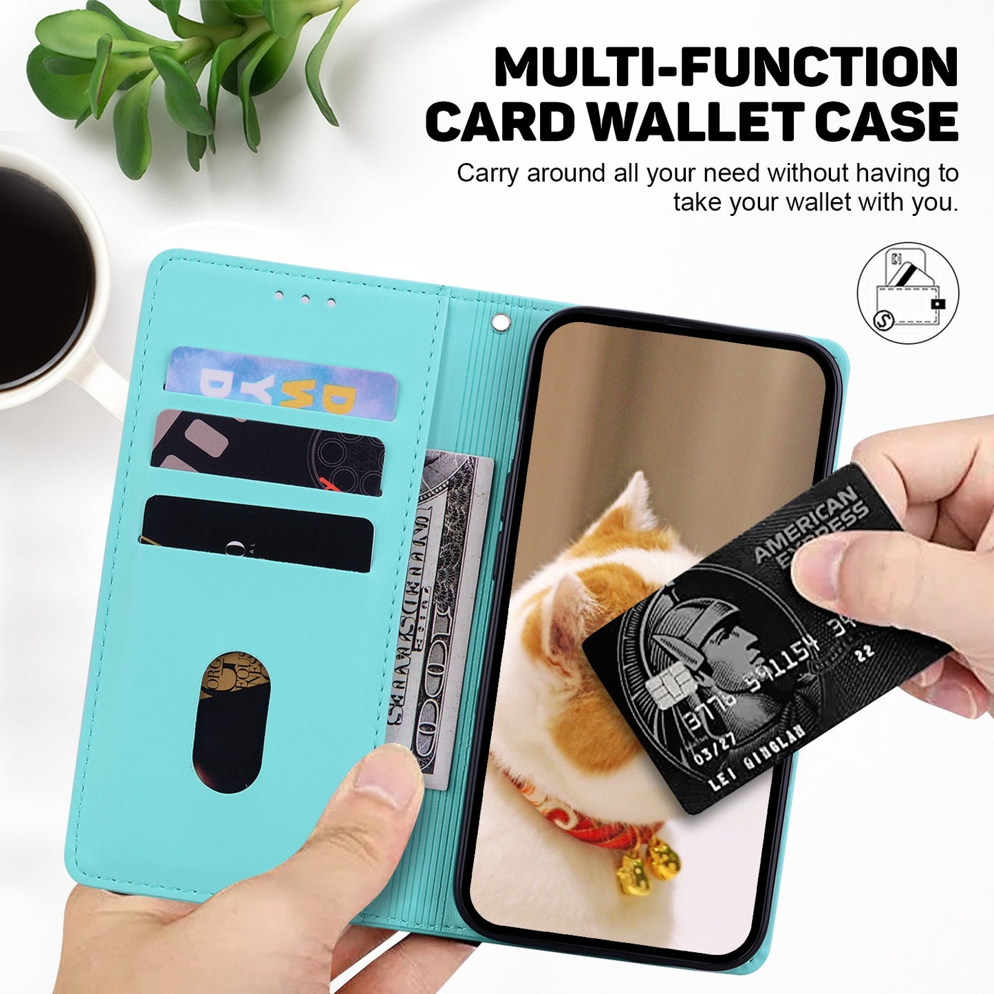 For OPPO K12 Cute Cats RFID Leather Phone Case(Green)