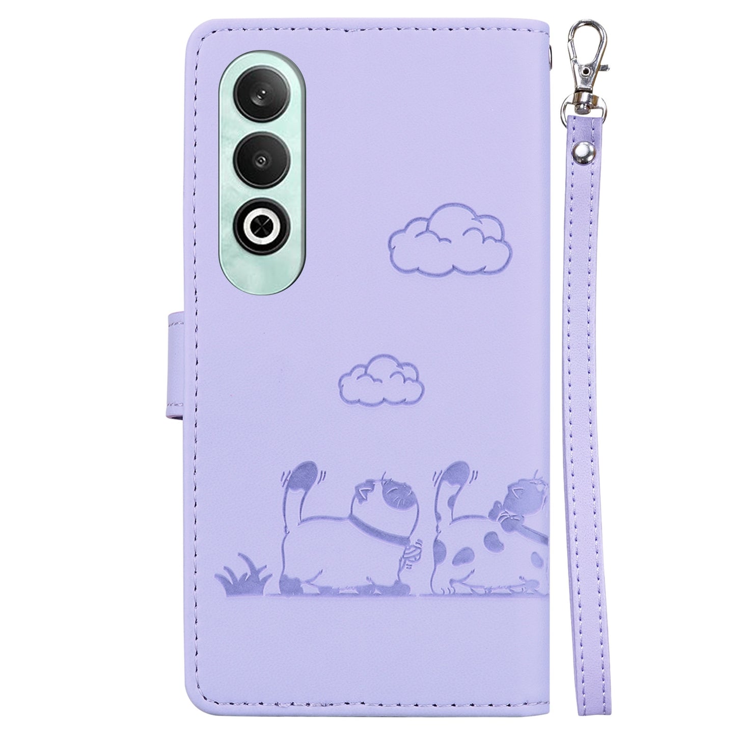For OPPO K12 Cute Cats RFID Leather Phone Case(Purple)