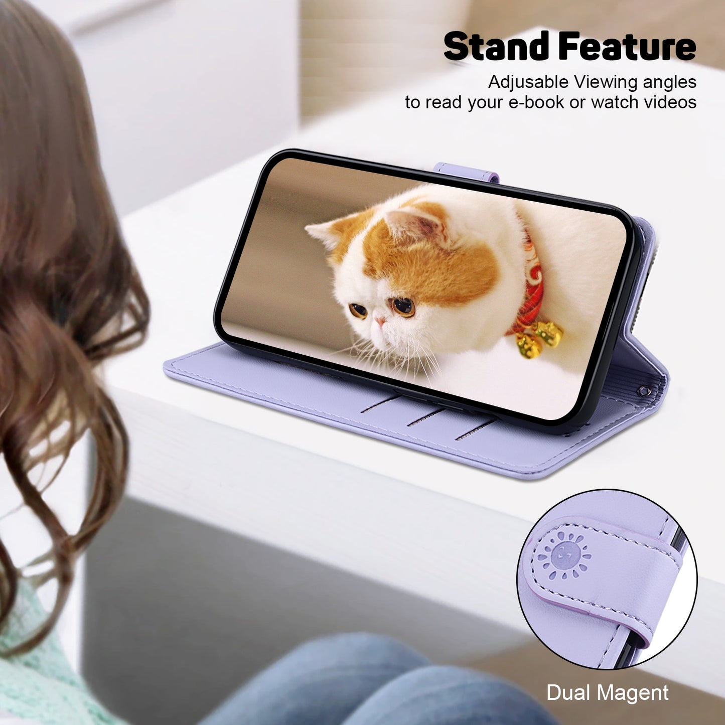 For OPPO K12 Cute Cats RFID Leather Phone Case(Purple)