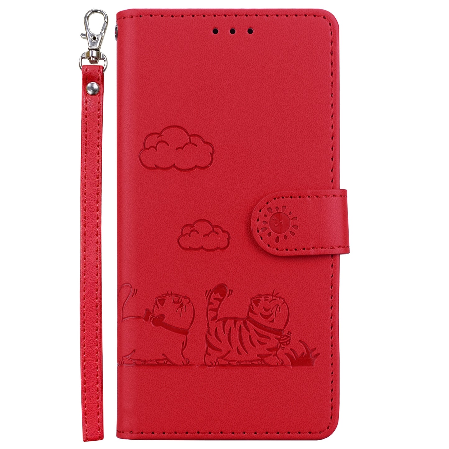 For OPPO K12 Cute Cats RFID Leather Phone Case(Red)