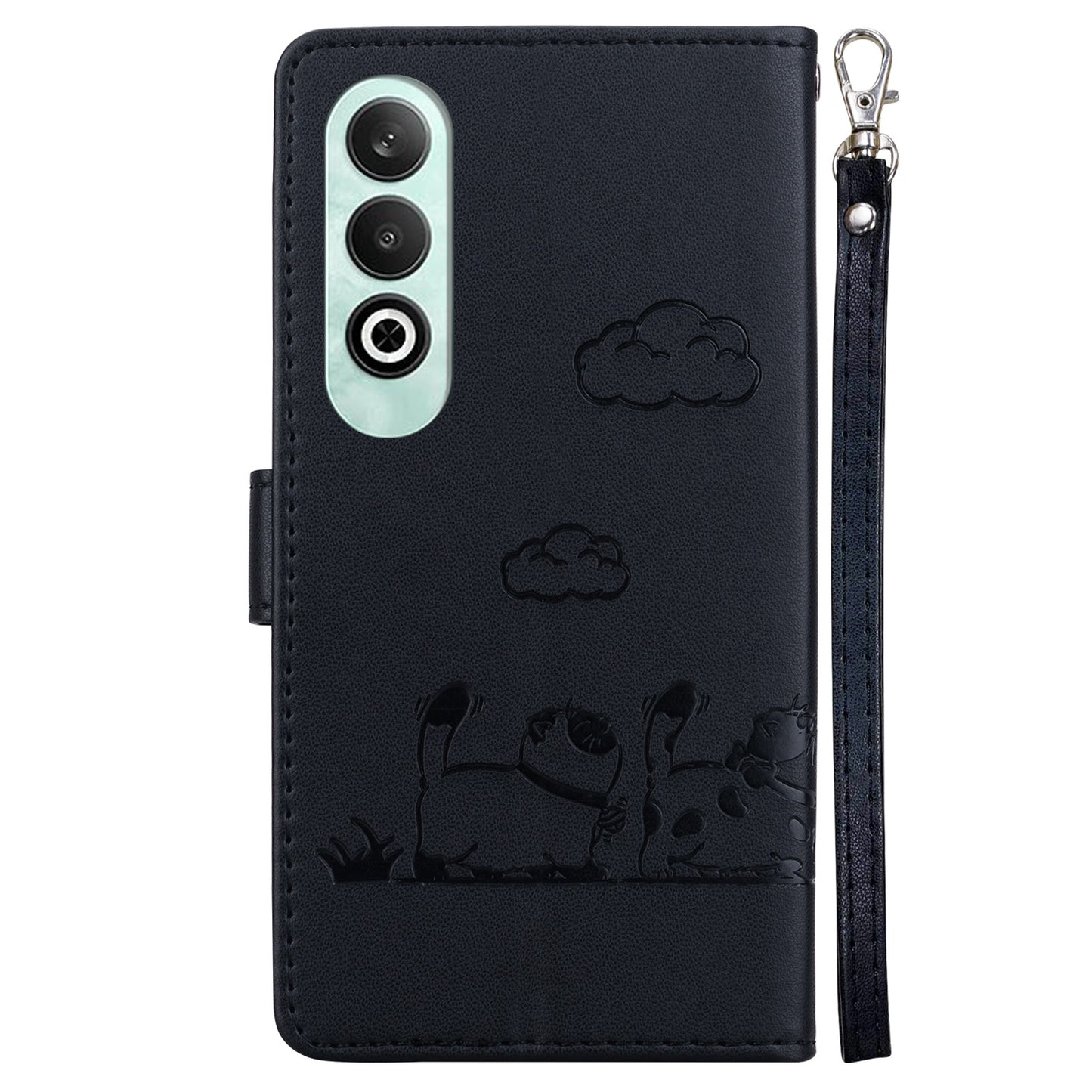 For OPPO K12 Cute Cats RFID Leather Phone Case(Black)