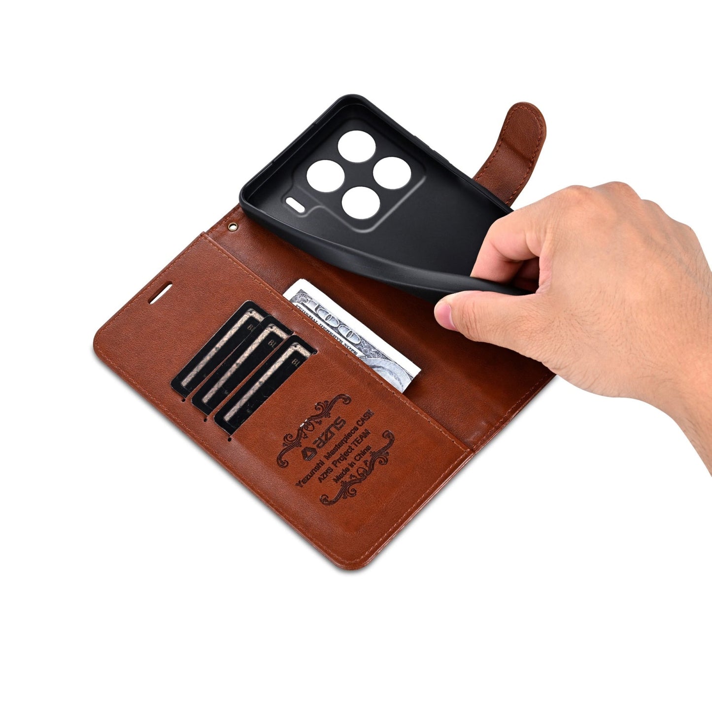 For Xiaomi 15 Pro AZNS Sheepskin Texture Flip Leather Phone Case(Brown)