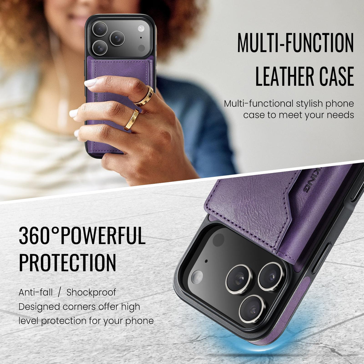 Compatible with iPhone 18 Pro & 17 Pro MAGKING K2 Series MagSafe RFID Card Bag Detachable Phone Case - Purple