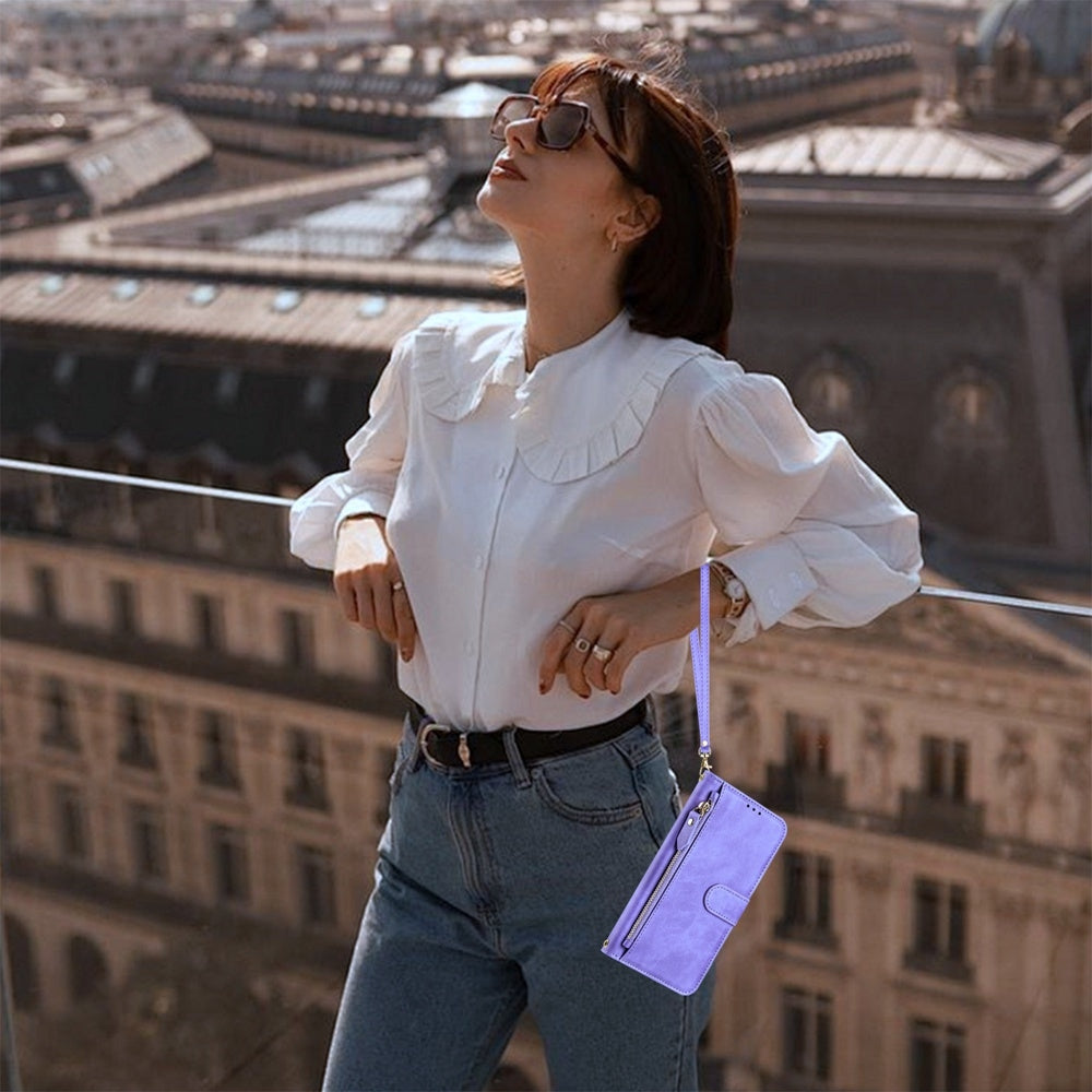 For Redmi 14C 4G Multi-Card Slots Zipper Wallet Leather Phone Case(Purple)