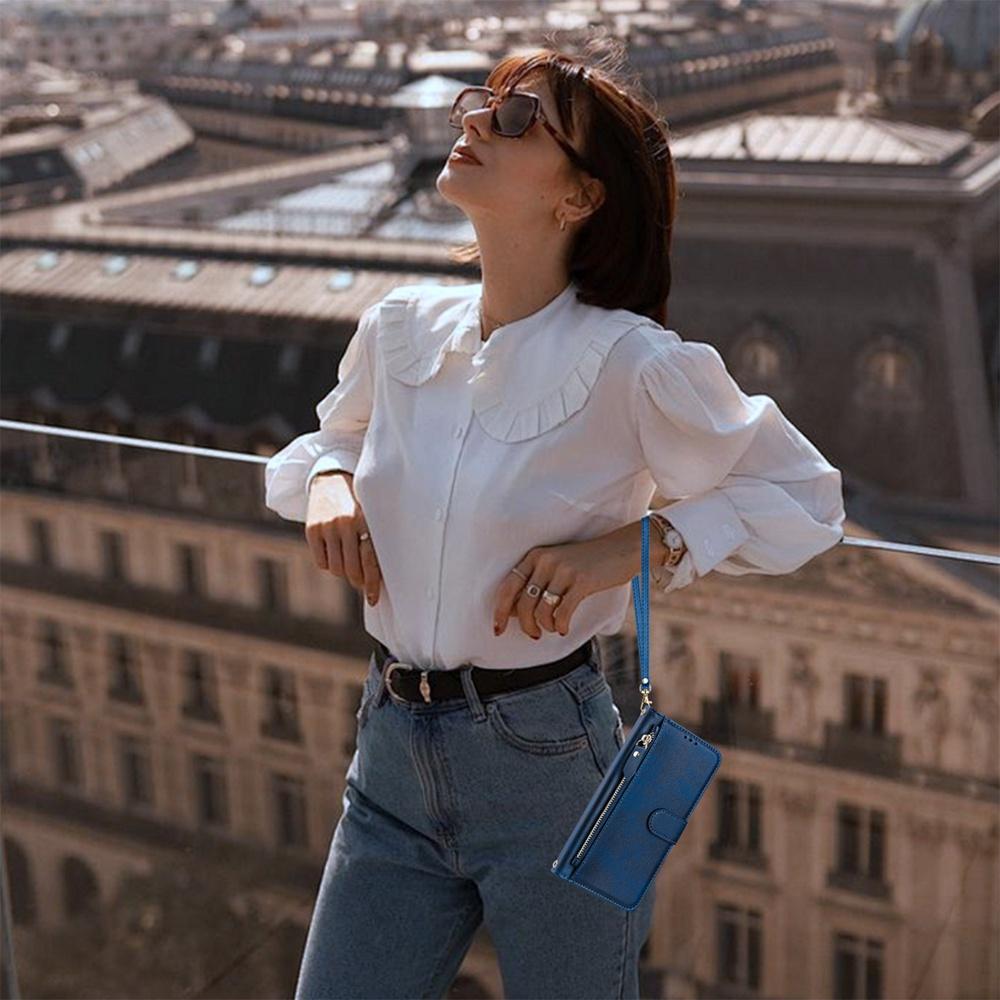 For vivo V50 Global Multi-Card Slots Zipper Wallet Leather Phone Case(Blue)