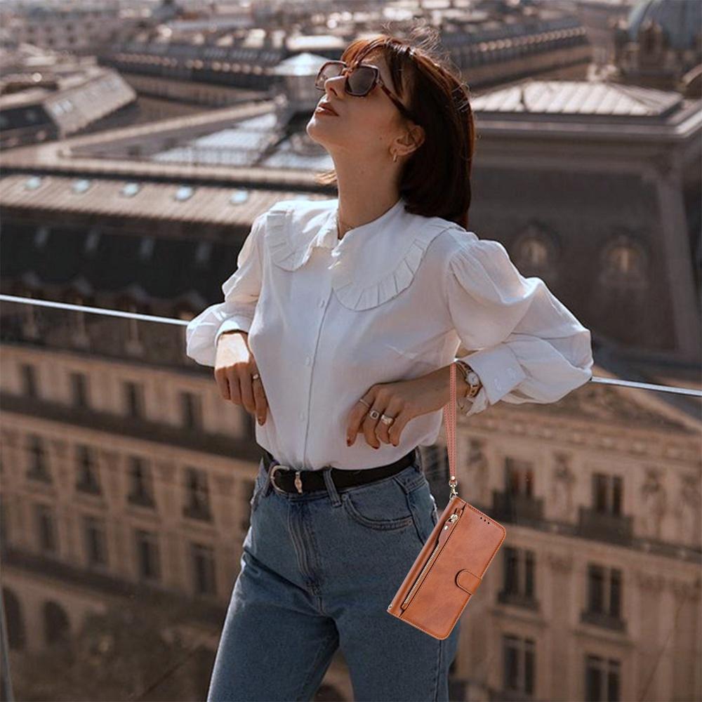 For vivo V50 Lite 5G Multi-Card Slots Zipper Wallet Leather Phone Case(Brown)