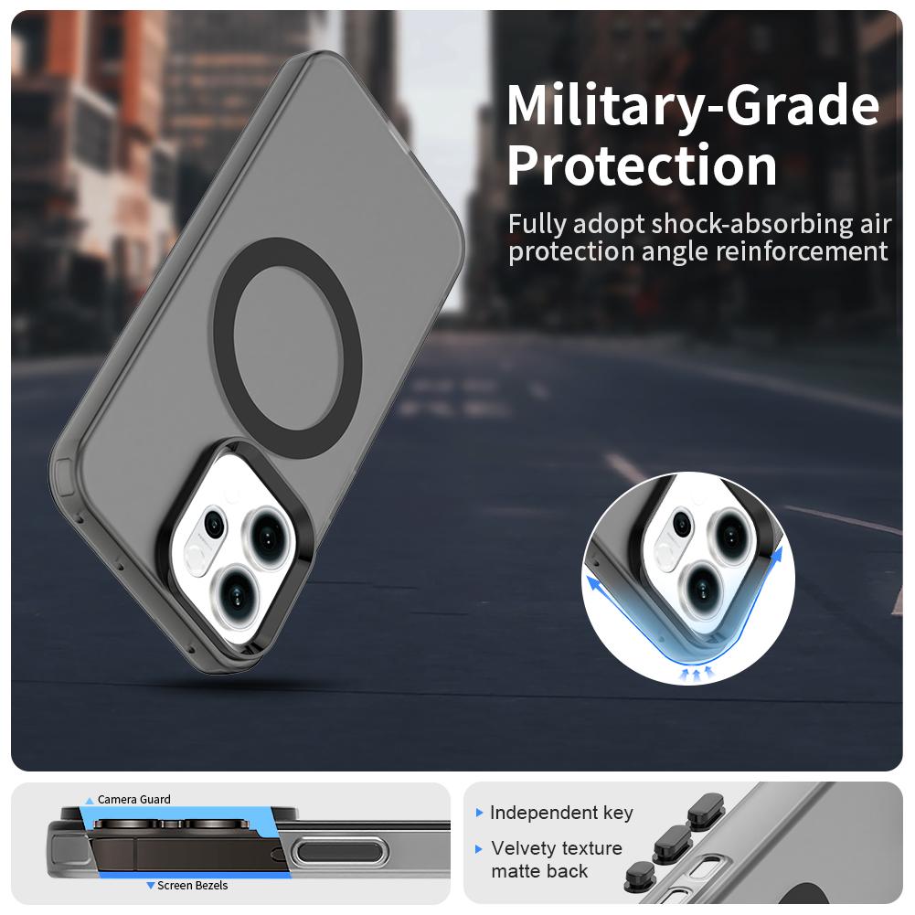 For OPPO Reno14 Global Candy Magsafe PC Hybrid TPU Phone Case(Black)