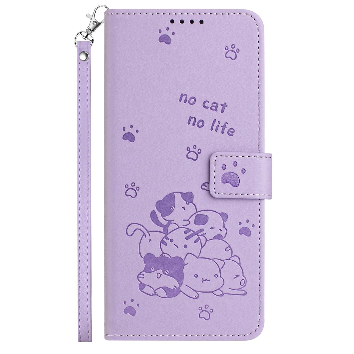 For vivo V50 Lite Embossed Kitten Phone Leather Case with Lanyard(Purple)