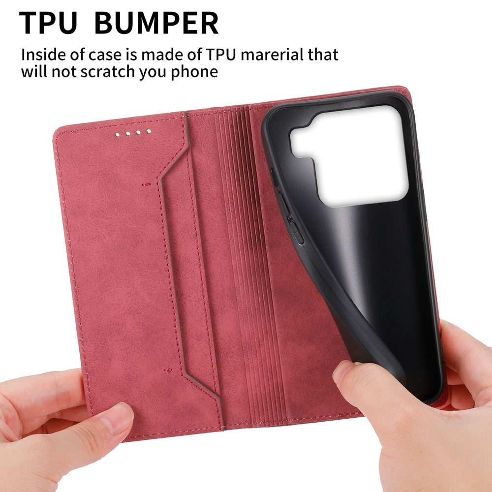 For Xiaomi 15 Business Solid Color Magnetic RFID Leather Phone Case(Red)